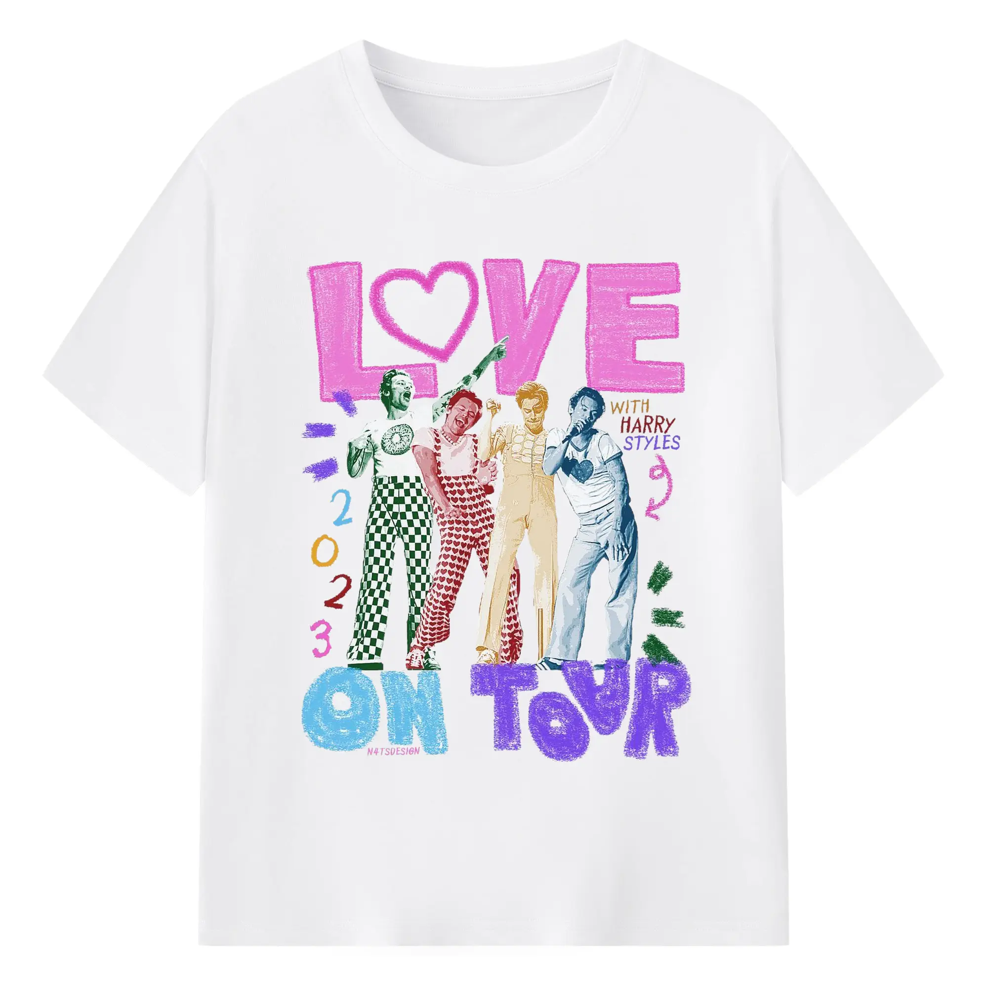 Harry Styles Love On Tour 2023 DIY - 180g Cotton T-Shirt With Front Heat Transfer Print – Soft, Lightweight, Fitted Design – Comfortable Casual Wear For Sports & Everyday Use