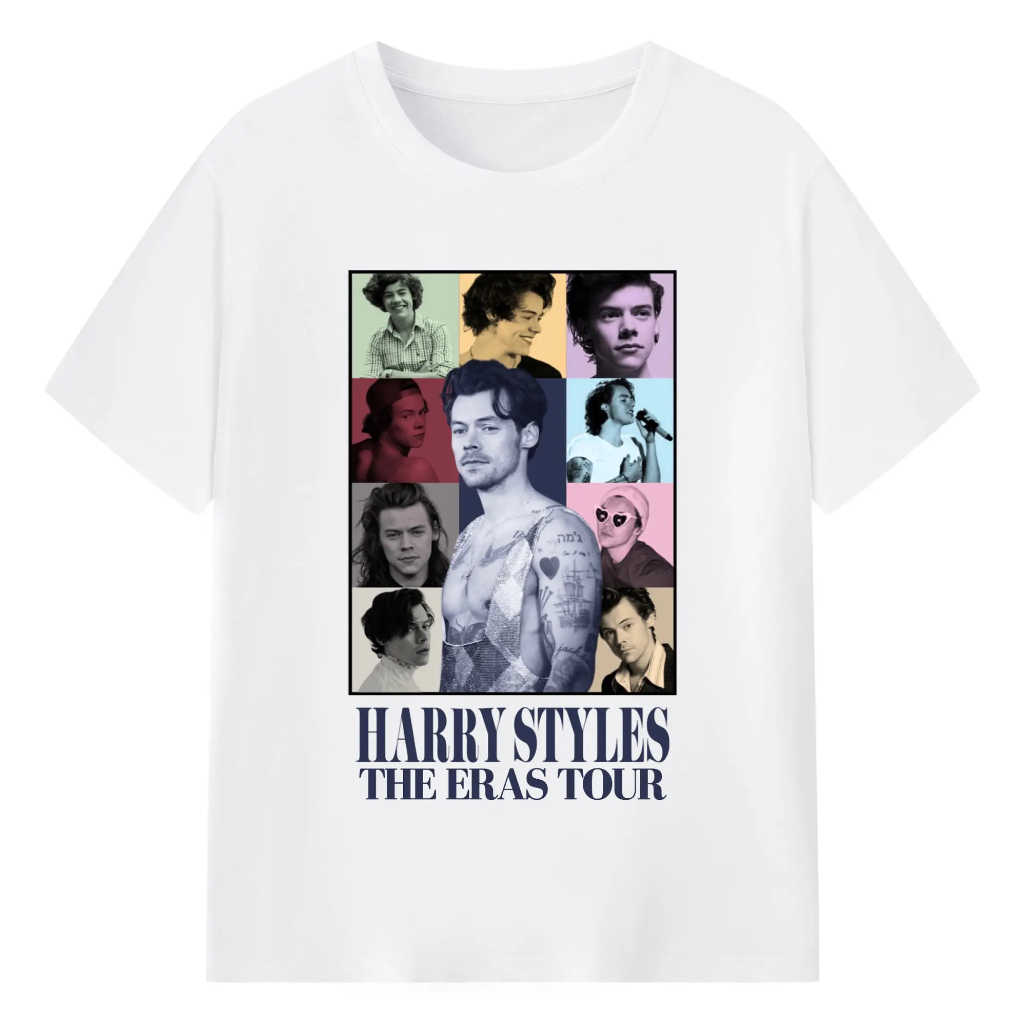 Harry Styles The Eras Tour Collage DIY - 180g Cotton T-Shirt With Front Heat Transfer Print – Soft, Lightweight, Fitted Design – Comfortable Casual Wear For Sports & Everyday Use