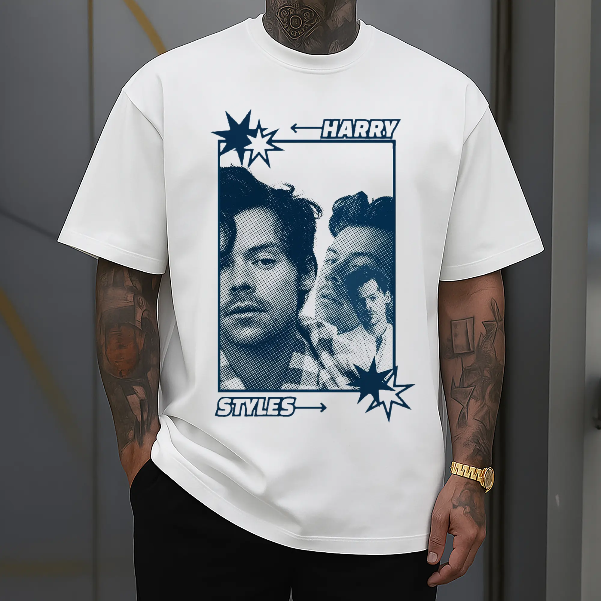 Harry Styles Blue And White Tones Pop Art DIY