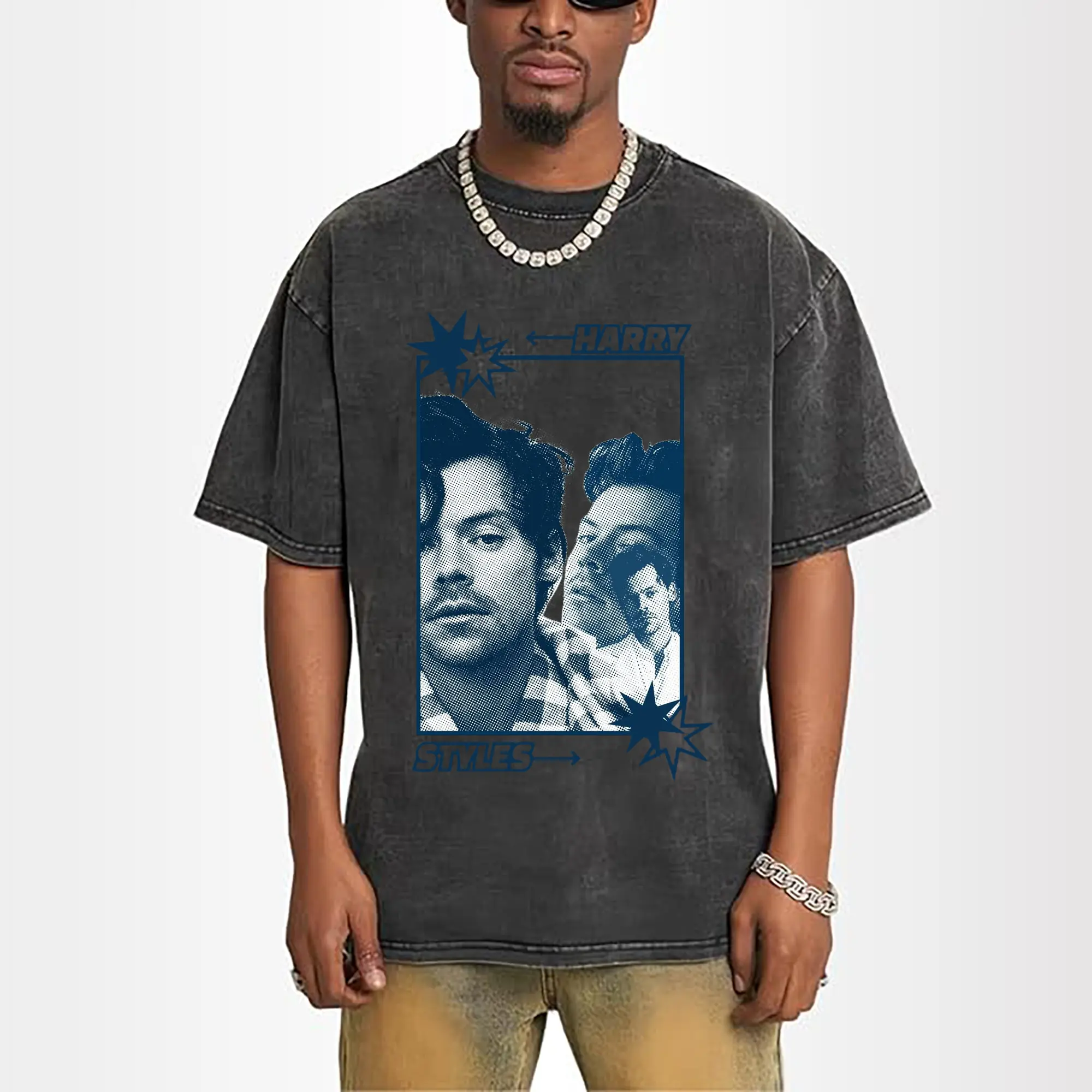 Harry Styles Blue And White Tones Pop Art DIY