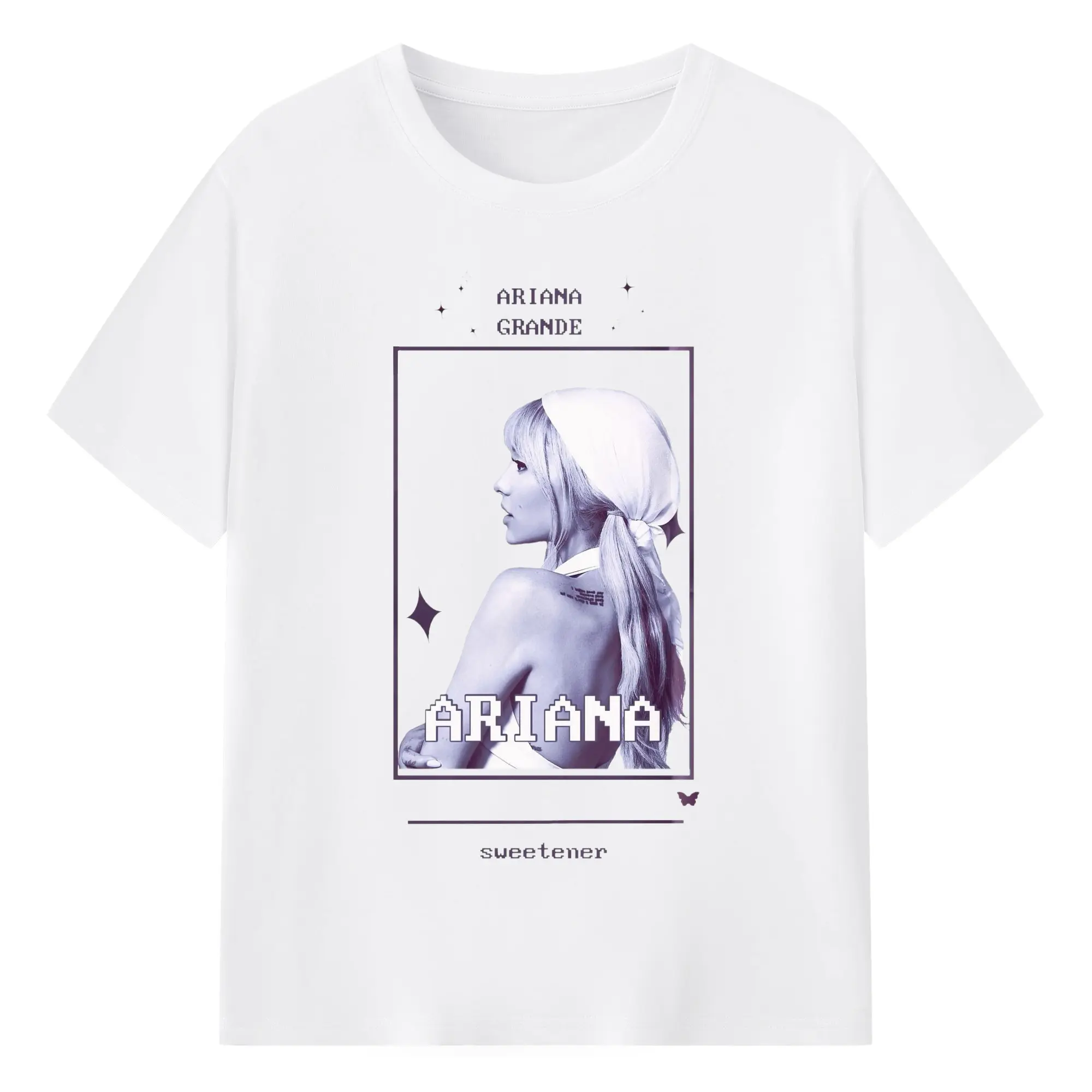 Ariana Grande《Sweetener》Album Limited DIY - 180g Cotton T-Shirt With Front Heat Transfer Print – Soft, Lightweight, Fitted Design – Comfortable Casual Wear For Sports & Everyday Use