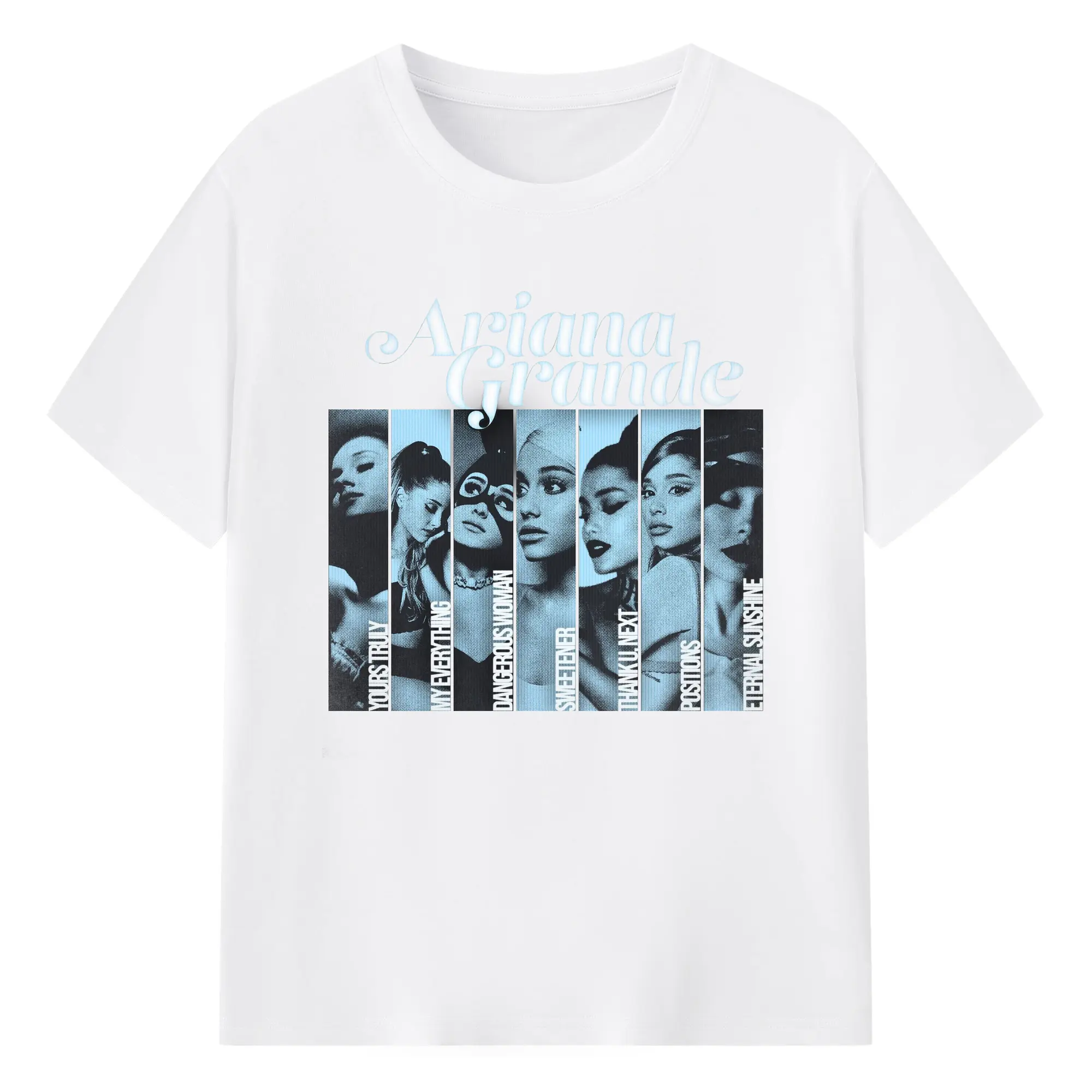 Ariana Grande Album Collection Pop DIY - 180g Cotton T-Shirt With Front Heat Transfer Print – Soft, Lightweight, Fitted Design – Comfortable Casual Wear For Sports & Everyday Use