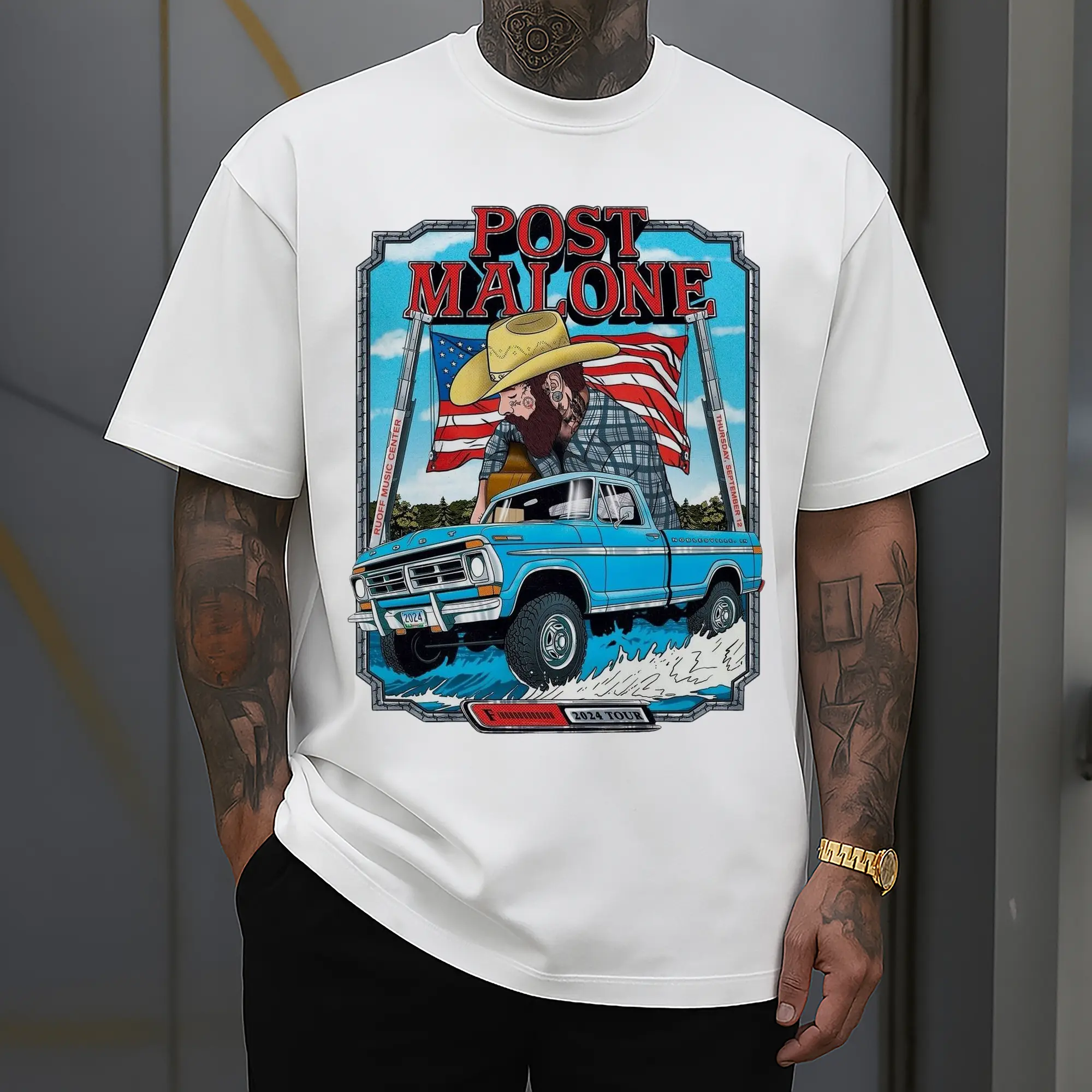 Post Malone 2024 Tour Retro Cartoon DIY