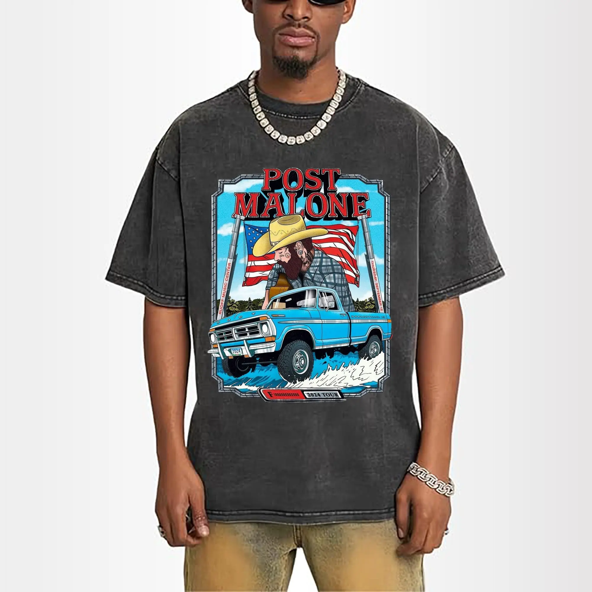 Post Malone 2024 Tour Retro Cartoon DIY