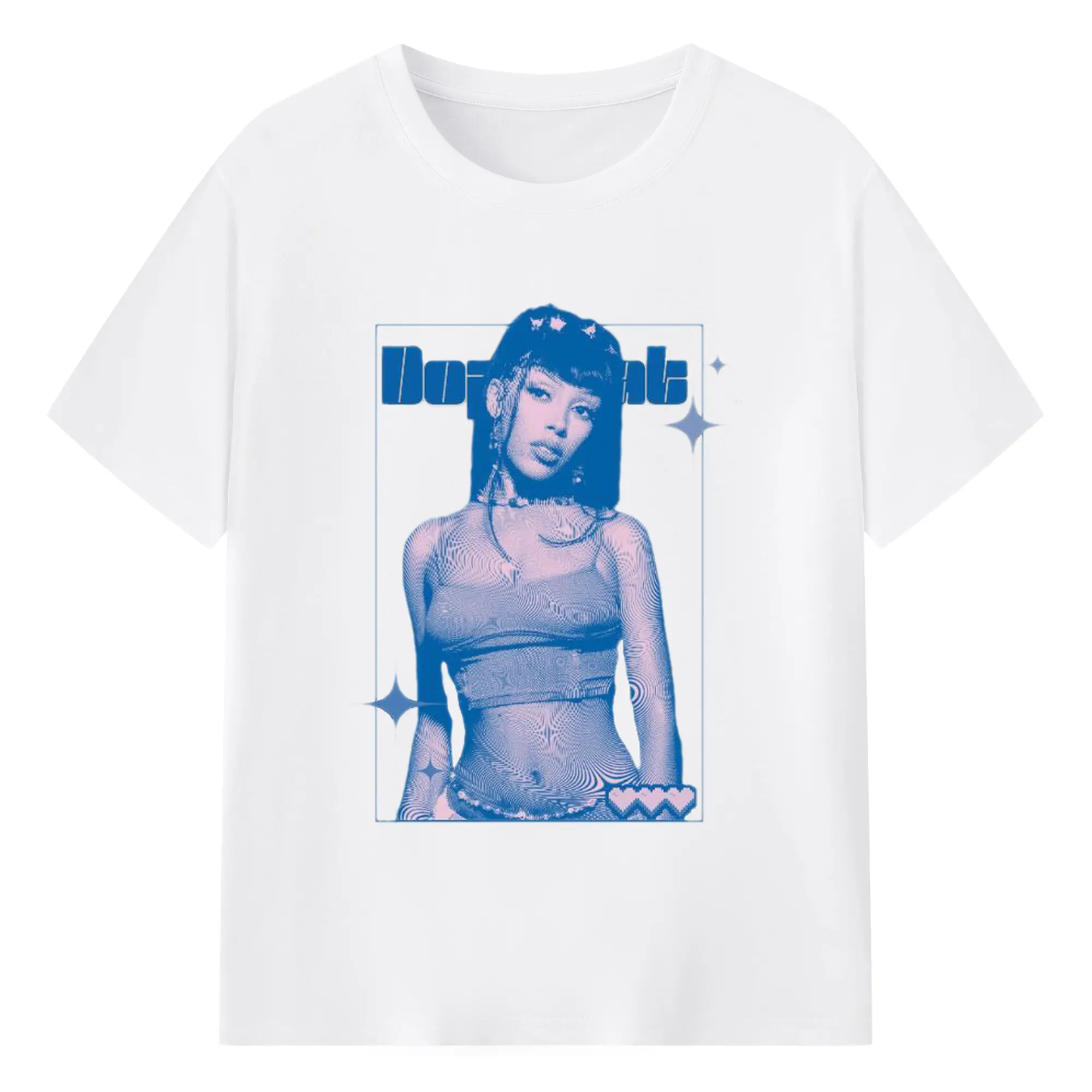 Y2K Artistic Doja Cat Inspired DIY - 180g Cotton T-Shirt With Front Heat Transfer Print – Soft, Lightweight, Fitted Design – Comfortable Casual Wear For Sports & Everyday Use