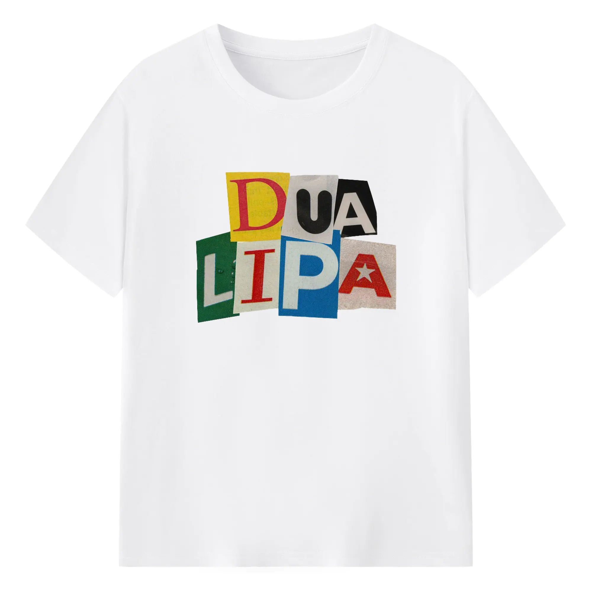 Dua Lipa Pop Music Collage DIY - 180g Cotton T-Shirt With Front Heat Transfer Print – Soft, Lightweight, Fitted Design – Comfortable Casual Wear For Sports & Everyday Use