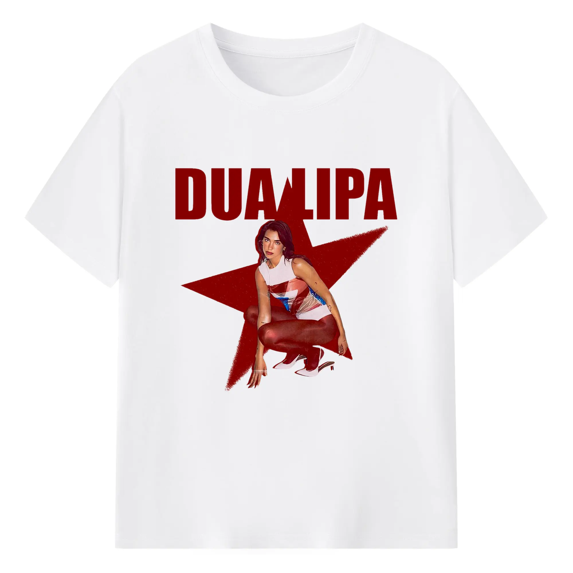 Dua Lipa Pop Music Star DIY - 180g Cotton T-Shirt With Front Heat Transfer Print – Soft, Lightweight, Fitted Design – Comfortable Casual Wear For Sports & Everyday Use