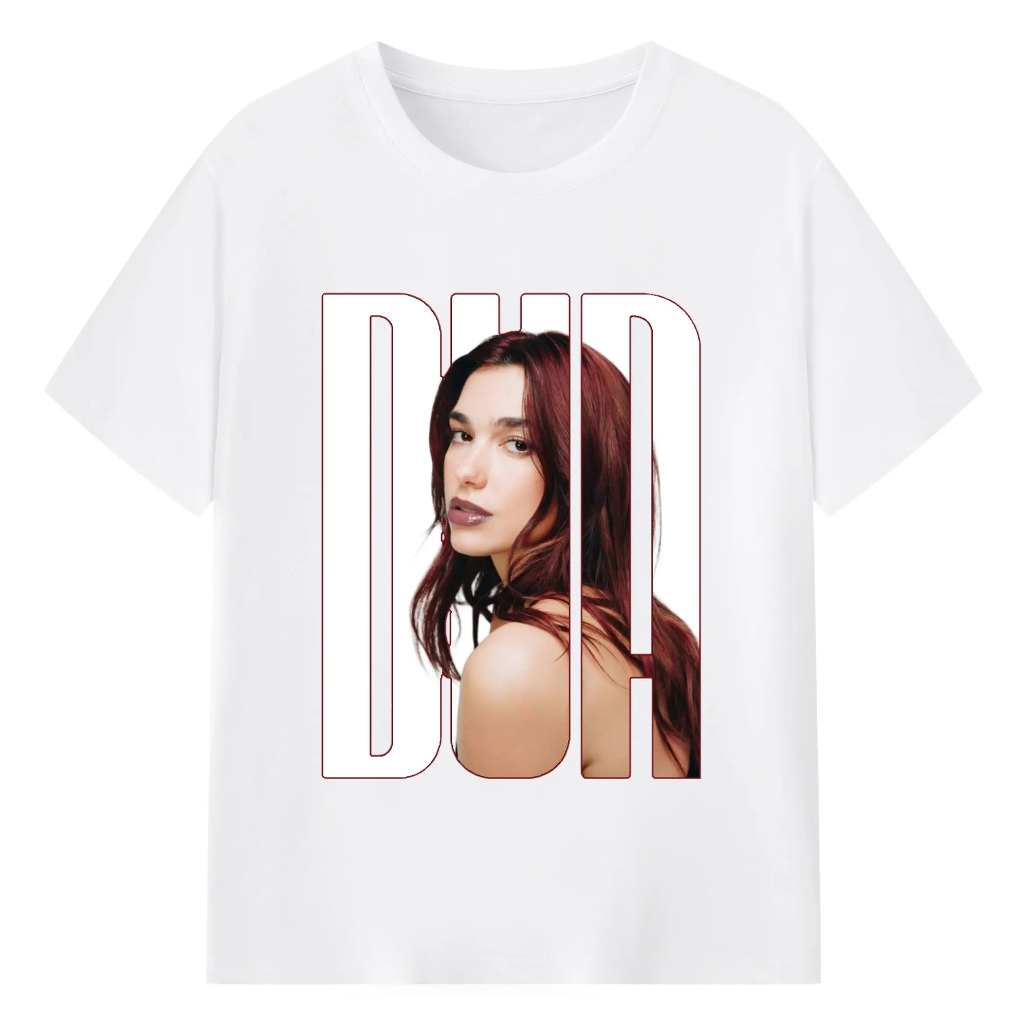 Trendy Dua Lipa-Inspired Artistic DIY - 180g Cotton T-Shirt With Front Heat Transfer Print – Soft, Lightweight, Fitted Design – Comfortable Casual Wear For Sports & Everyday Use