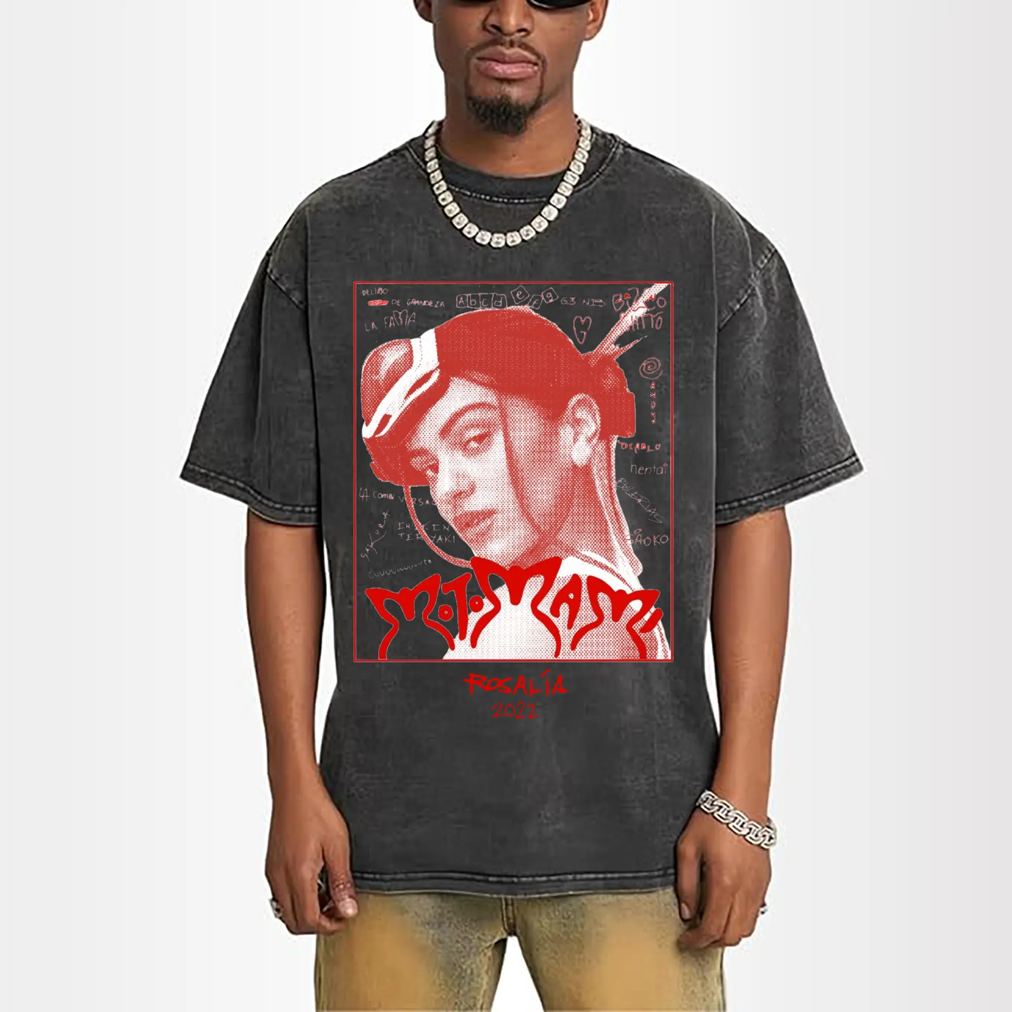 Rosalía 2022 Red Art Hand-Drawn DIY