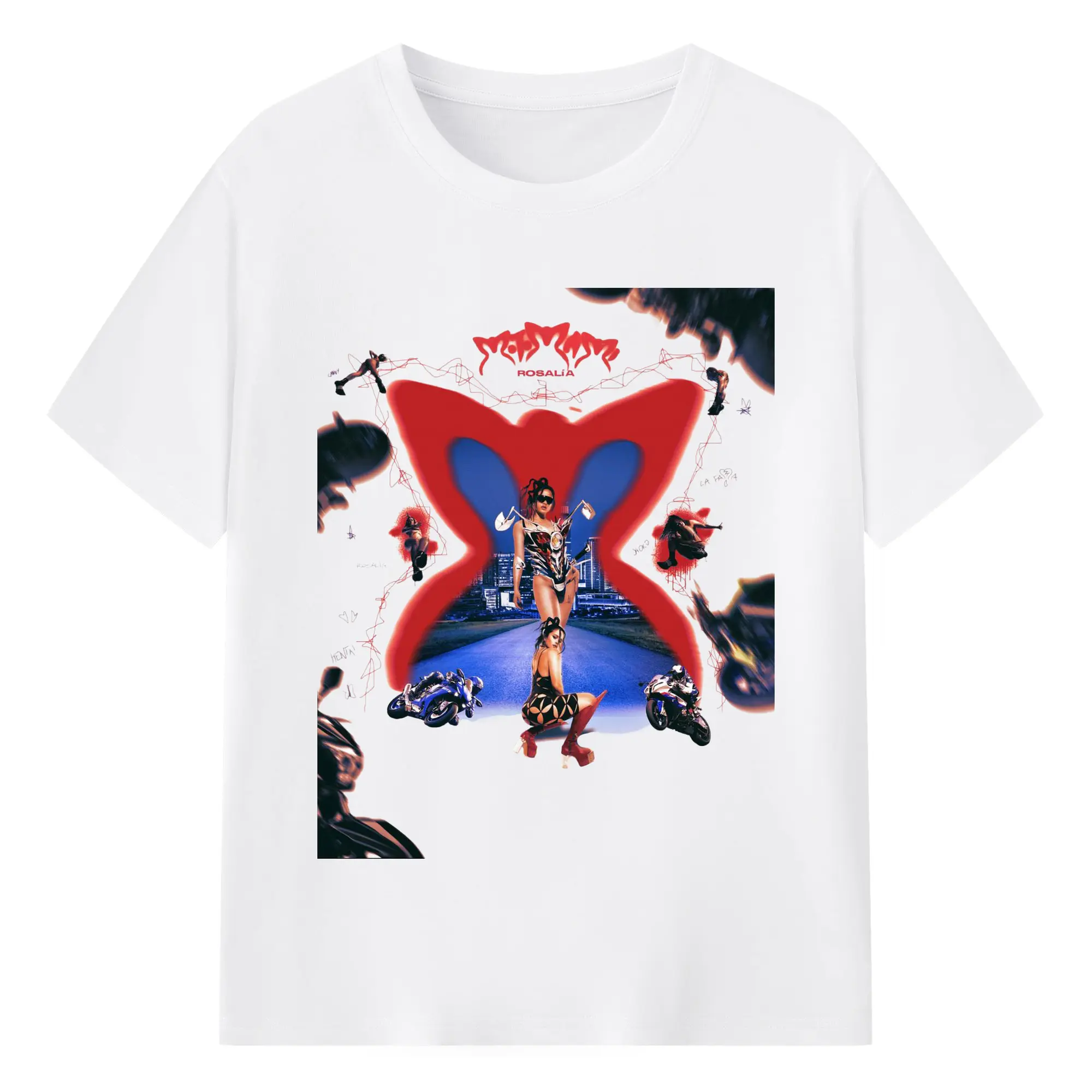 Rosalía Cyberpunk Art Collage DIY - 180g Cotton T-Shirt With Front Heat Transfer Print – Soft, Lightweight, Fitted Design – Comfortable Casual Wear For Sports & Everyday Use