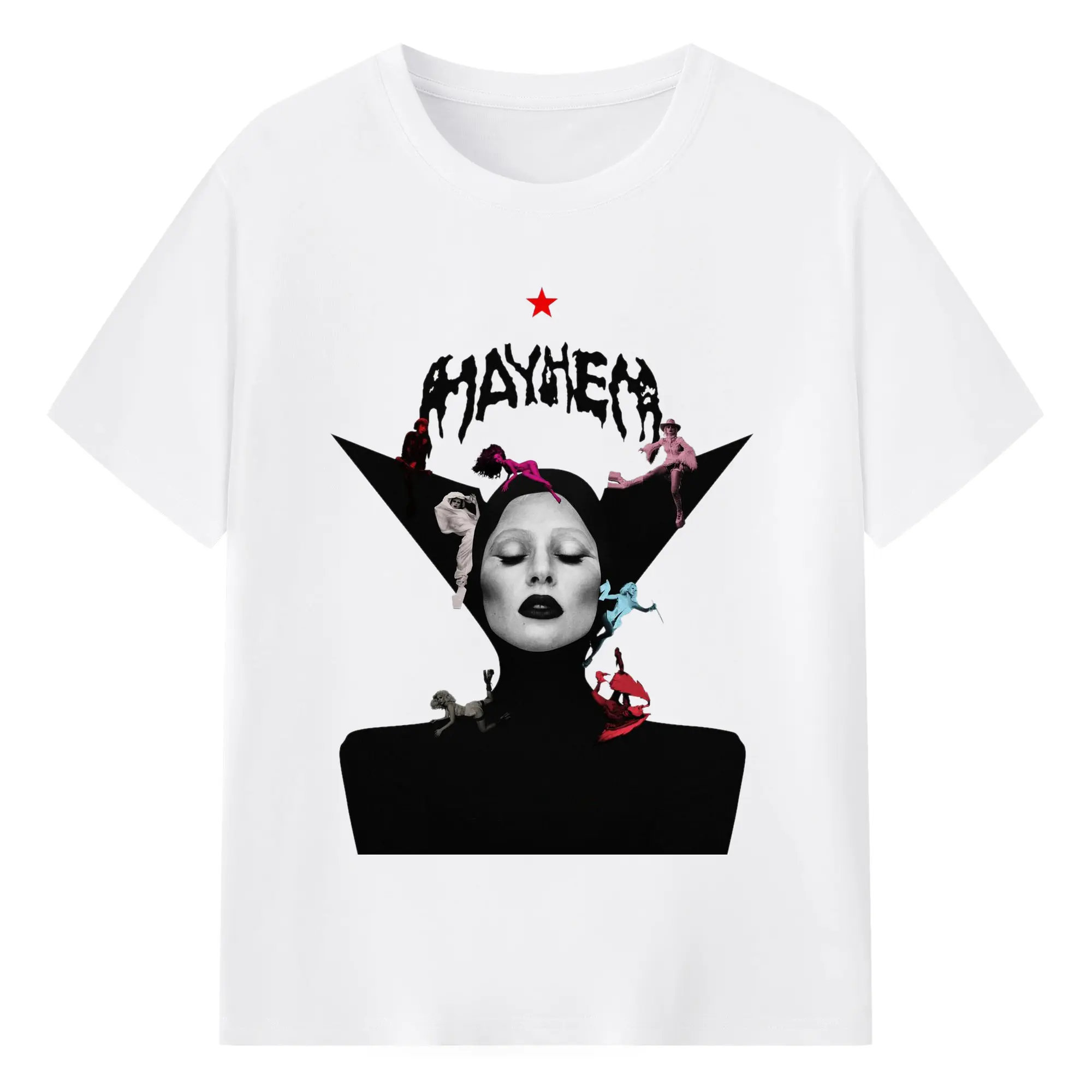 Lady Gaga “MAYHEM” Avant-Garde Collage DIY - 180g Cotton T-Shirt With Front Heat Transfer Print – Soft, Lightweight, Fitted Design – Comfortable Casual Wear For Sports & Everyday Use