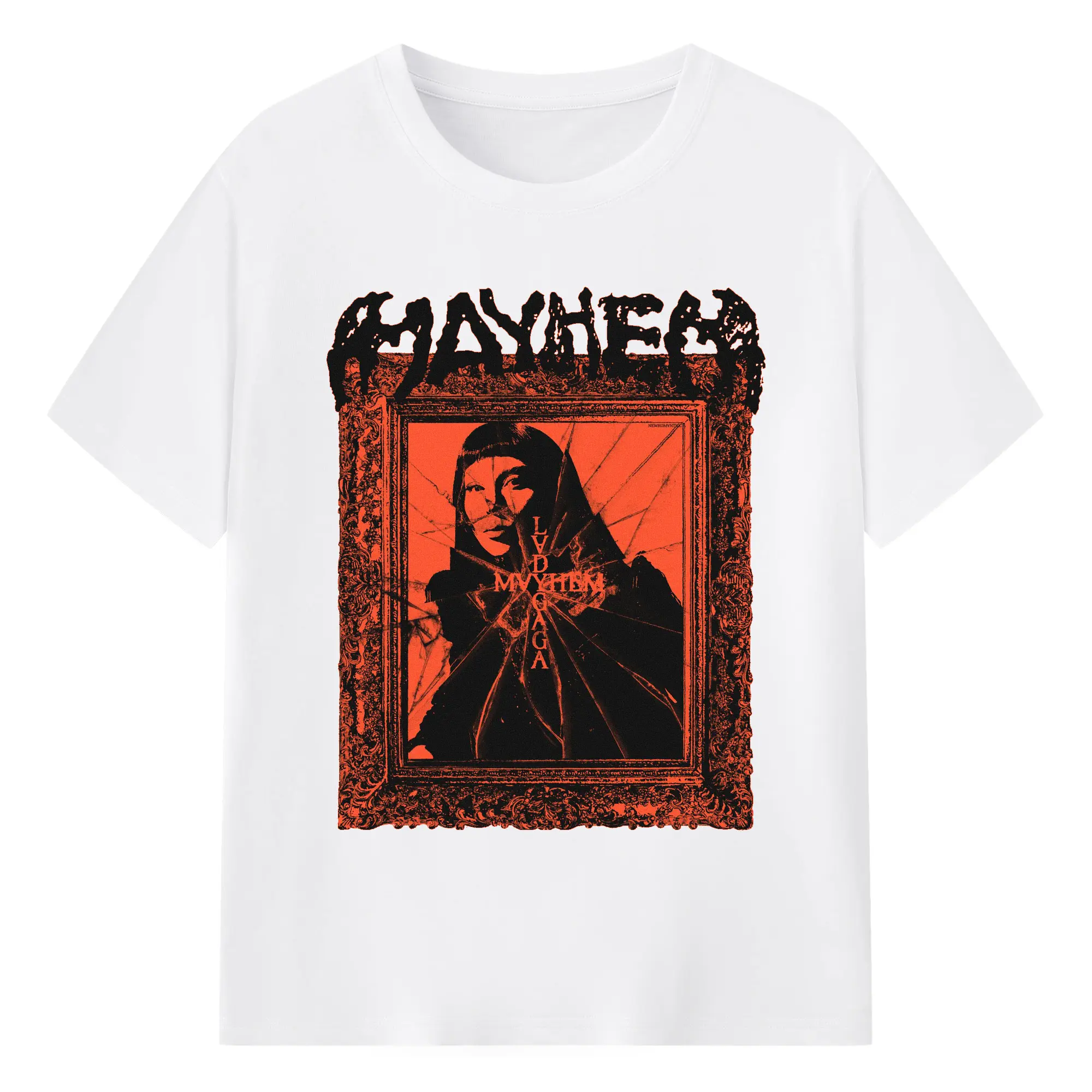 Lady Gaga Mayhem Retro Art Broken Frame DIY - 180g Cotton T-Shirt With Front Heat Transfer Print – Soft, Lightweight, Fitted Design – Comfortable Casual Wear For Sports & Everyday Use