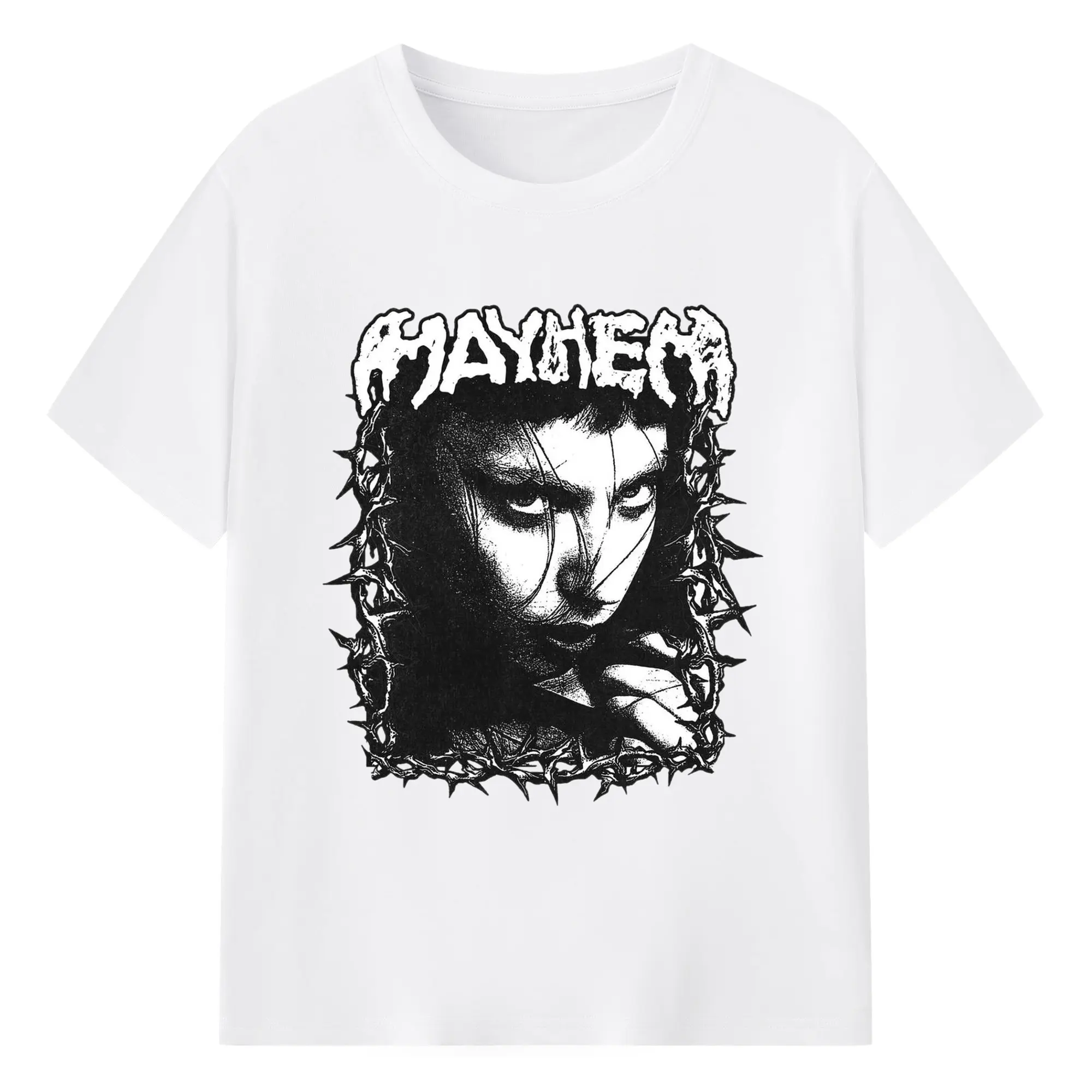 Lady Gaga “MAYHEM” Thorn Border  Art DIY - 180g Cotton T-Shirt With Front Heat Transfer Print – Soft, Lightweight, Fitted Design – Comfortable Casual Wear For Sports & Everyday Use