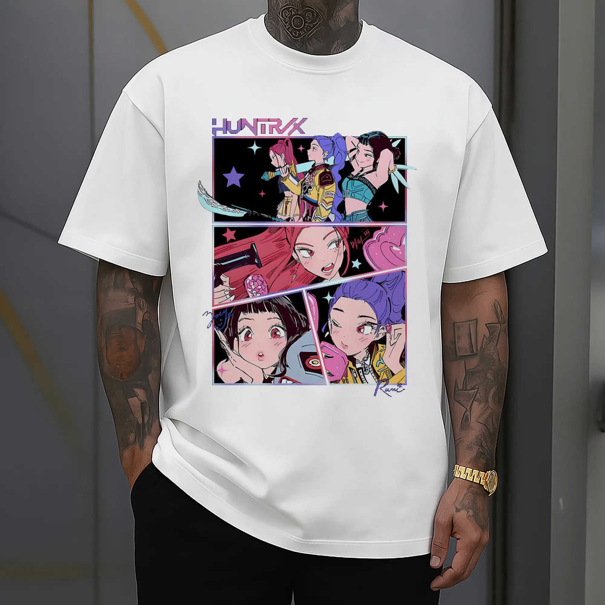 K-POP Trendy Anime Girl Group Manga-Style DIY Shirt