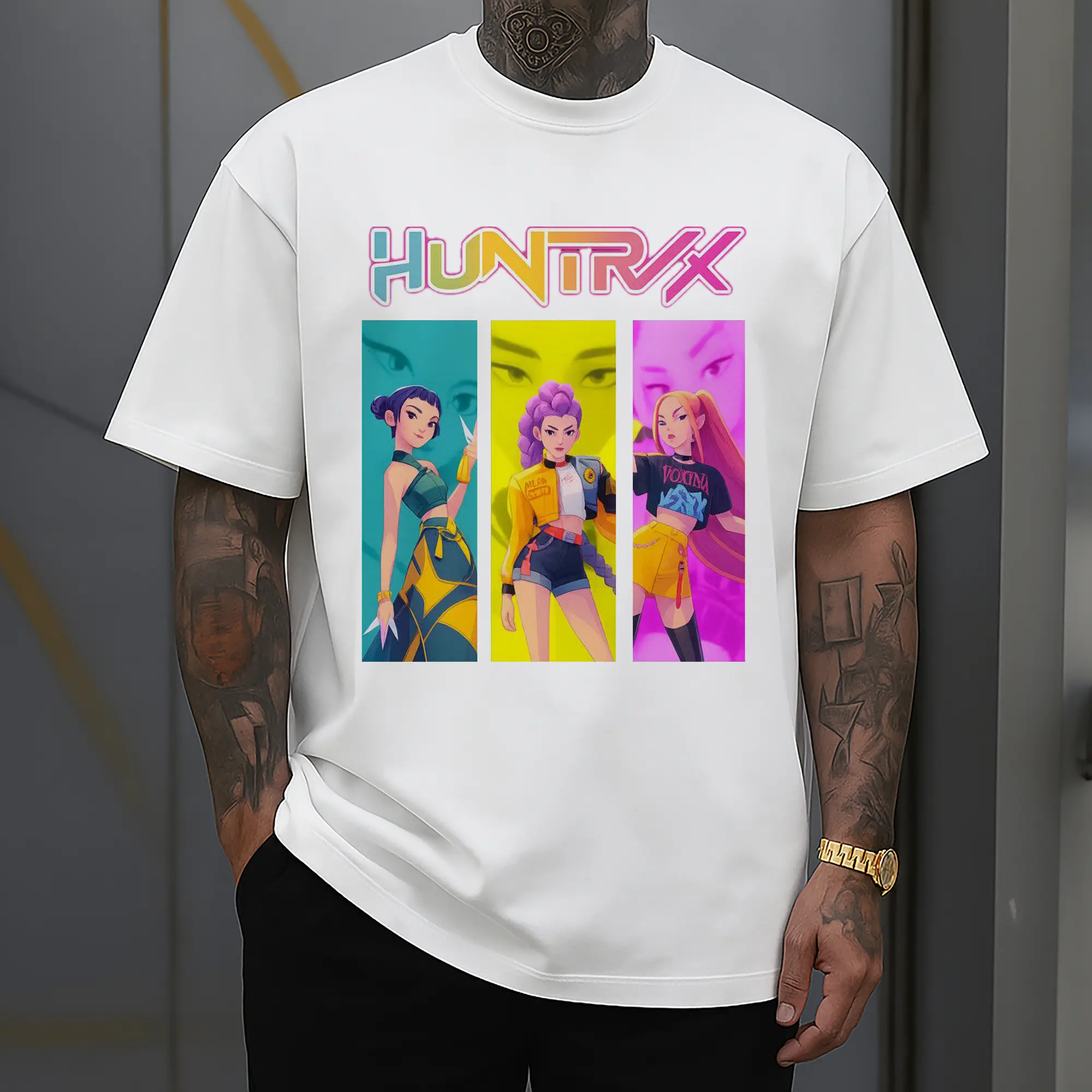 K-POP Huntrix Colorful Anime Girl Characters DIY Shirt