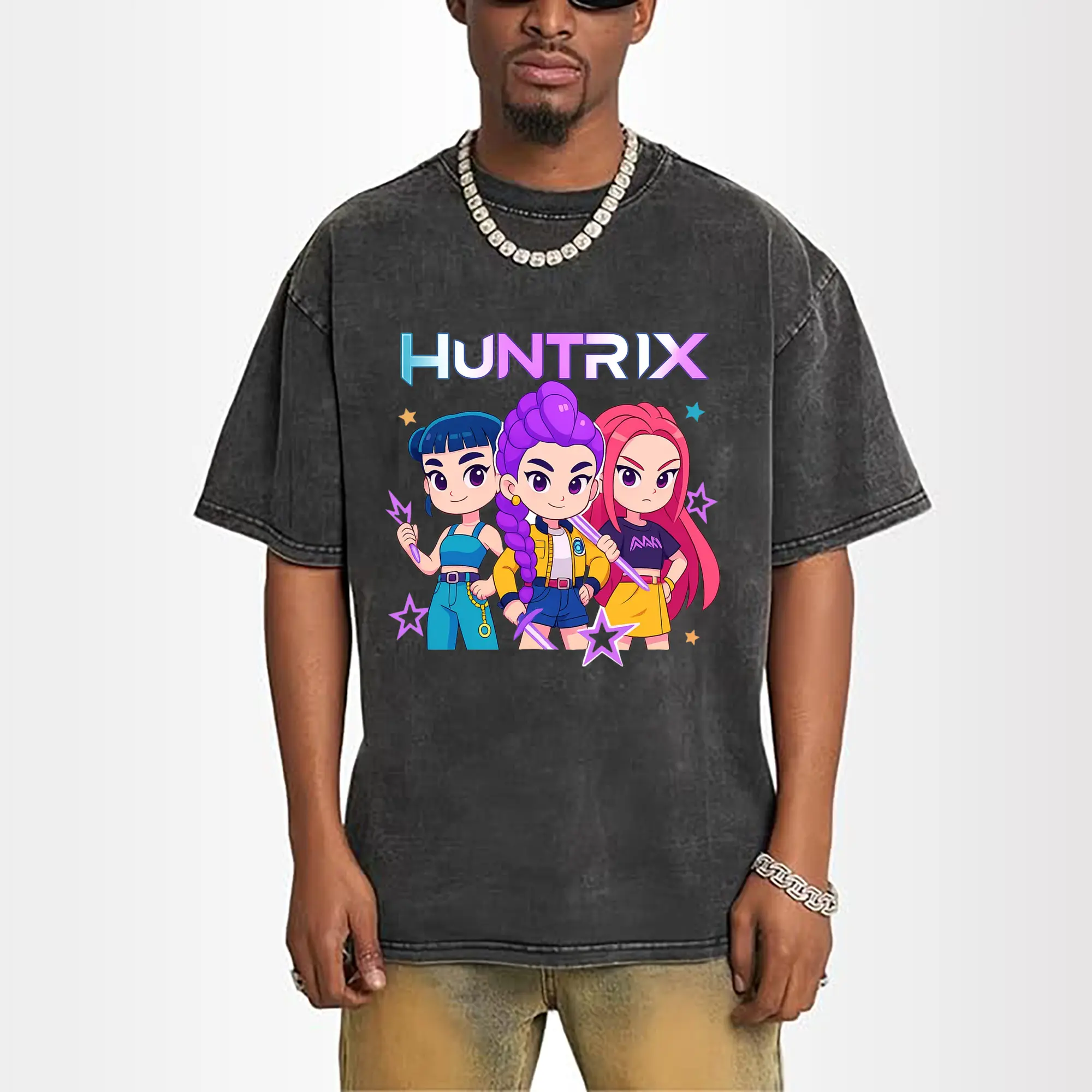 K-POP HUNTRIX Chibi Anime Girl Group DIY Shirt