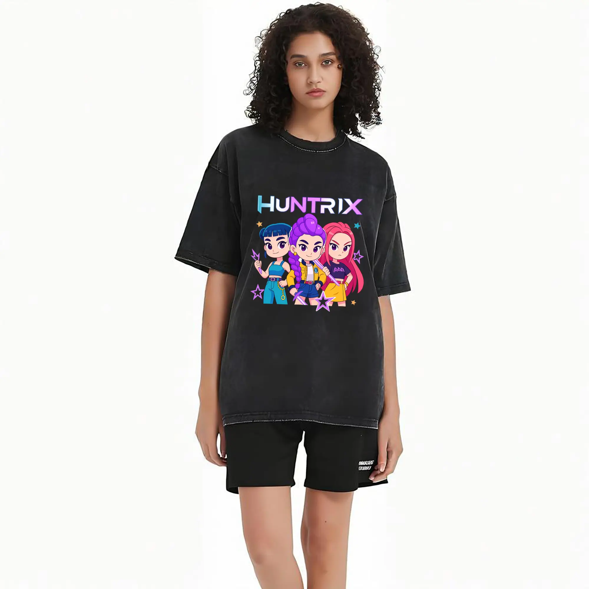 K-POP HUNTRIX Chibi Anime Girl Group DIY Shirt