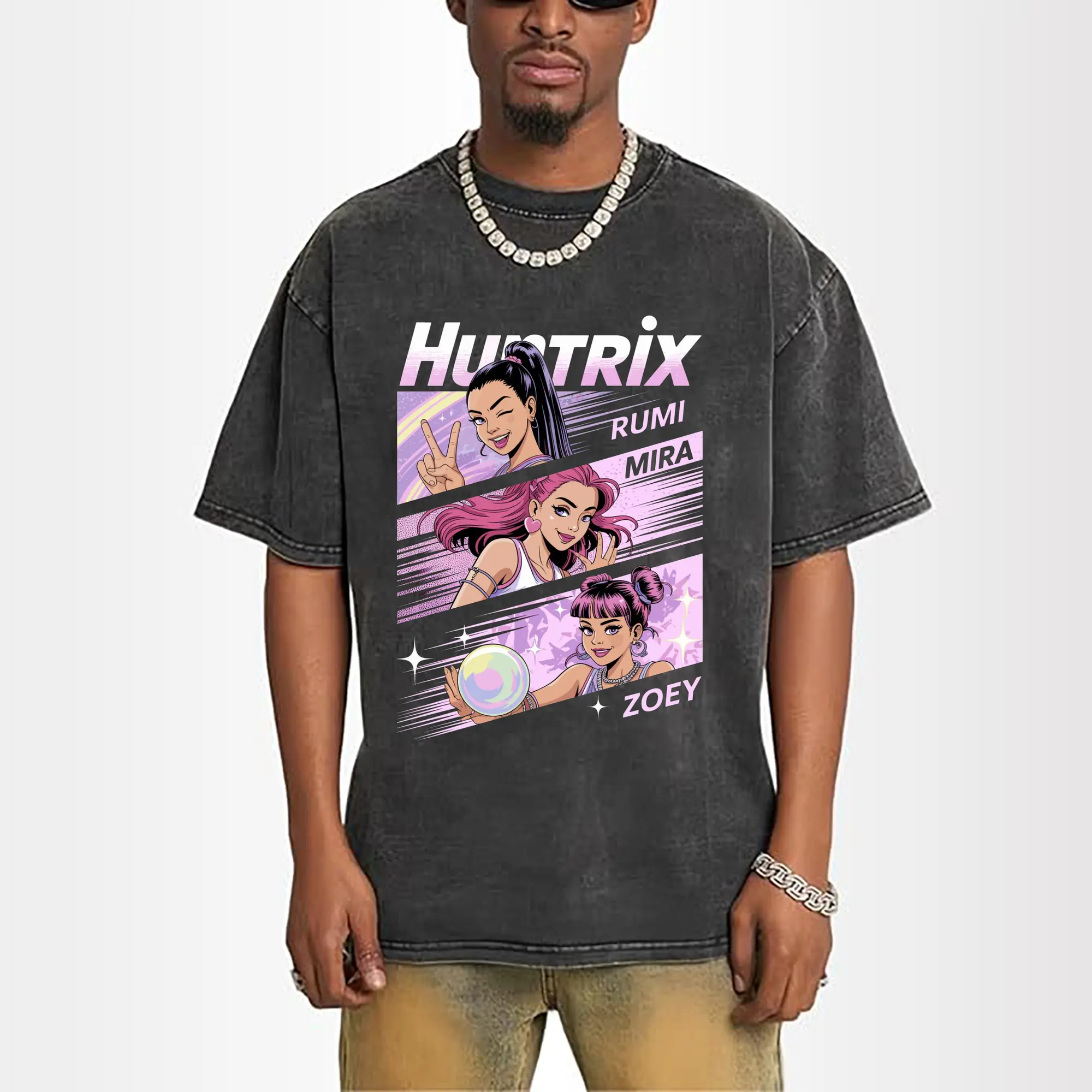 K-POP Huntrix Anime Girl Group Rumi&Mira&Zoey Manga-Style DIY Shirt
