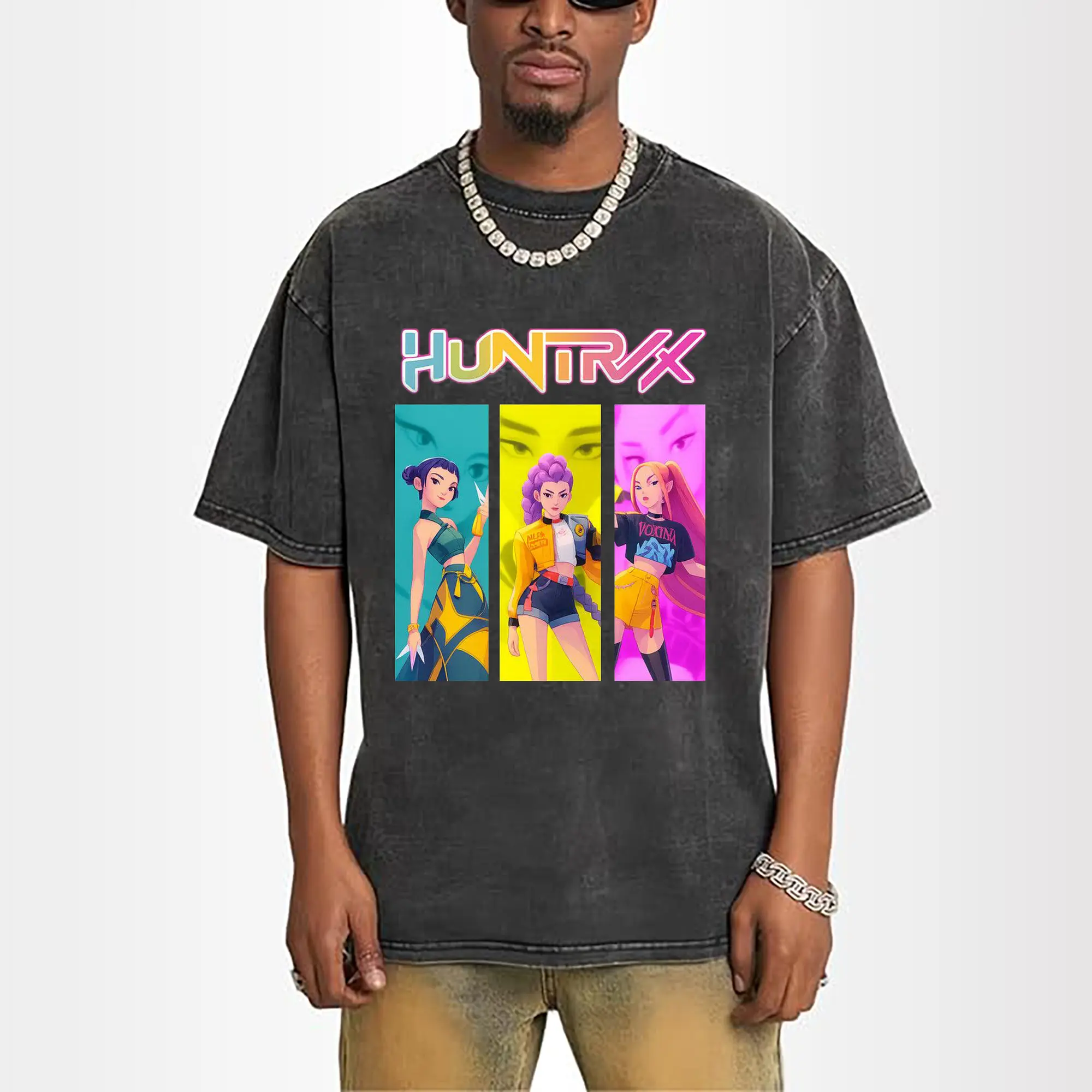 K-POP Huntrix Colorful Anime Girl Characters DIY Shirt