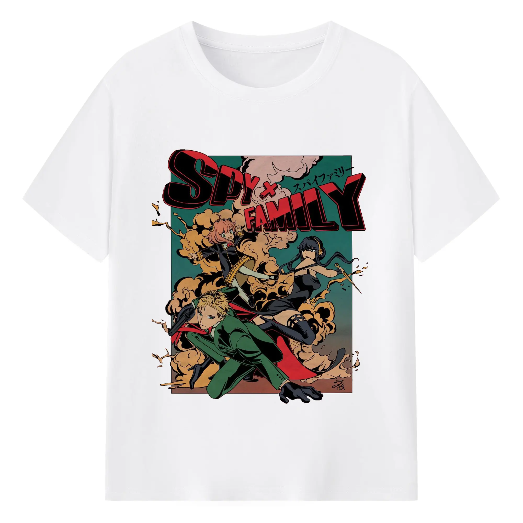 Spy×Family Retro Action Group DIY Shirt - 180g Cotton T-Shirt With Front Heat Transfer Print – Soft, Lightweight, Fitted Design – Comfortable Casual Wear For Sports & Everyday Use