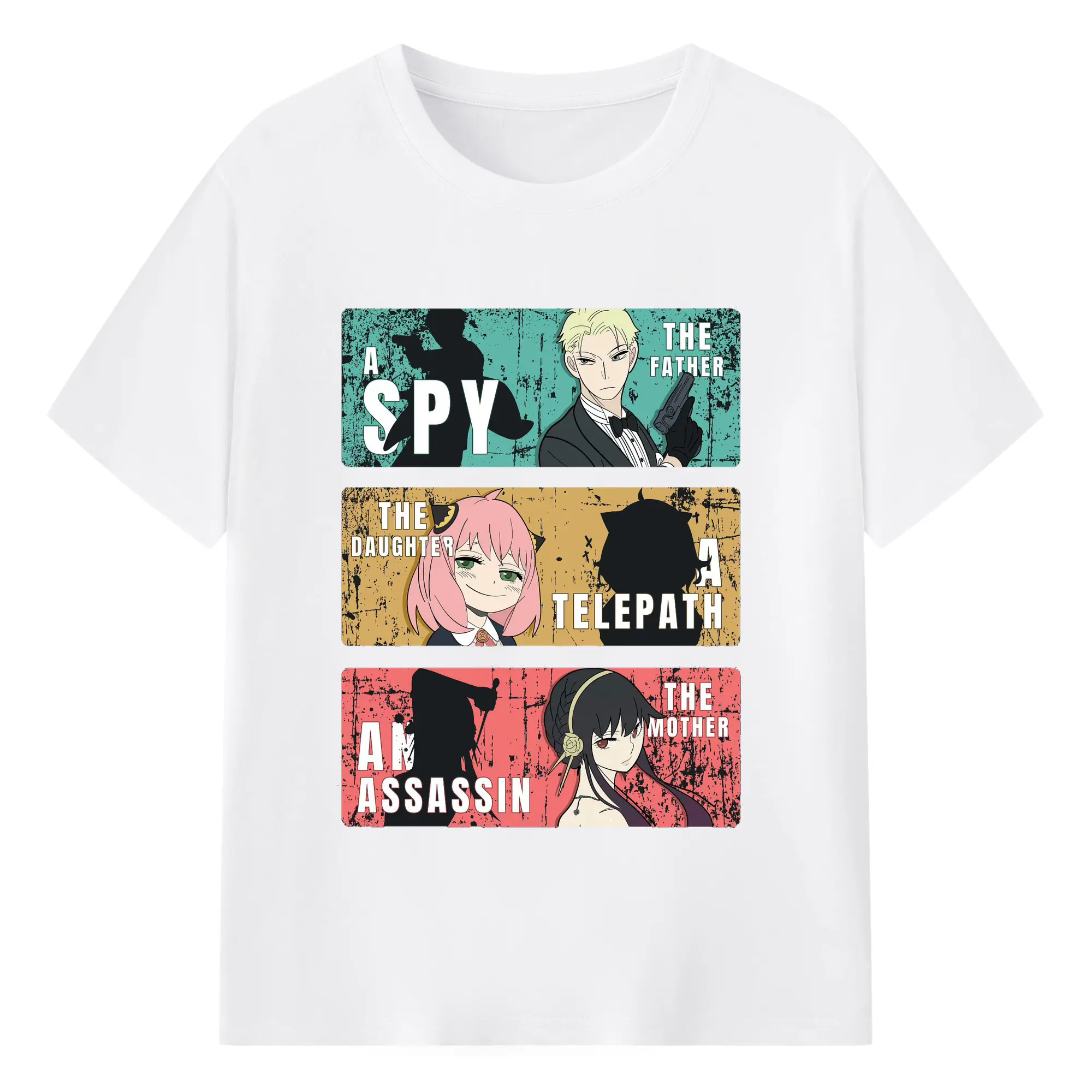 Spy×Family Forger Family Retro Style DIY Shirt - 180g Cotton T-Shirt With Front Heat Transfer Print – Soft, Lightweight, Fitted Design – Comfortable Casual Wear For Sports & Everyday Use