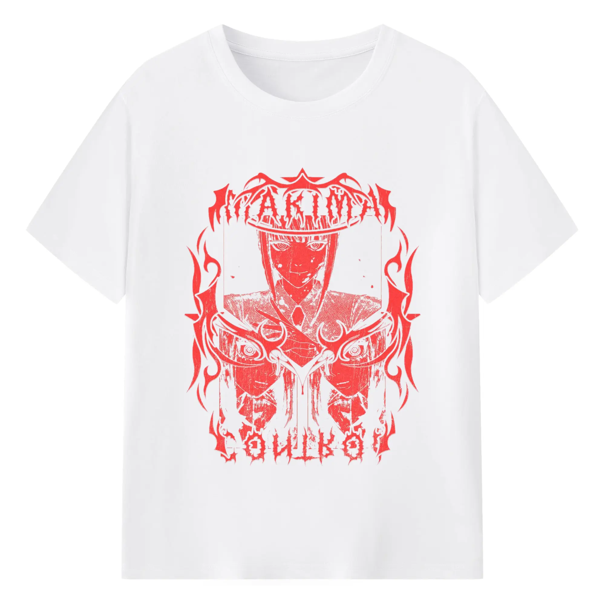 Chainsaw Man Makima Gothic Red Aesthetic DIY Shirt - 180g Cotton T-Shirt With Front Heat Transfer Print – Soft, Lightweight, Fitted Design – Comfortable Casual Wear For Sports & Everyday Use