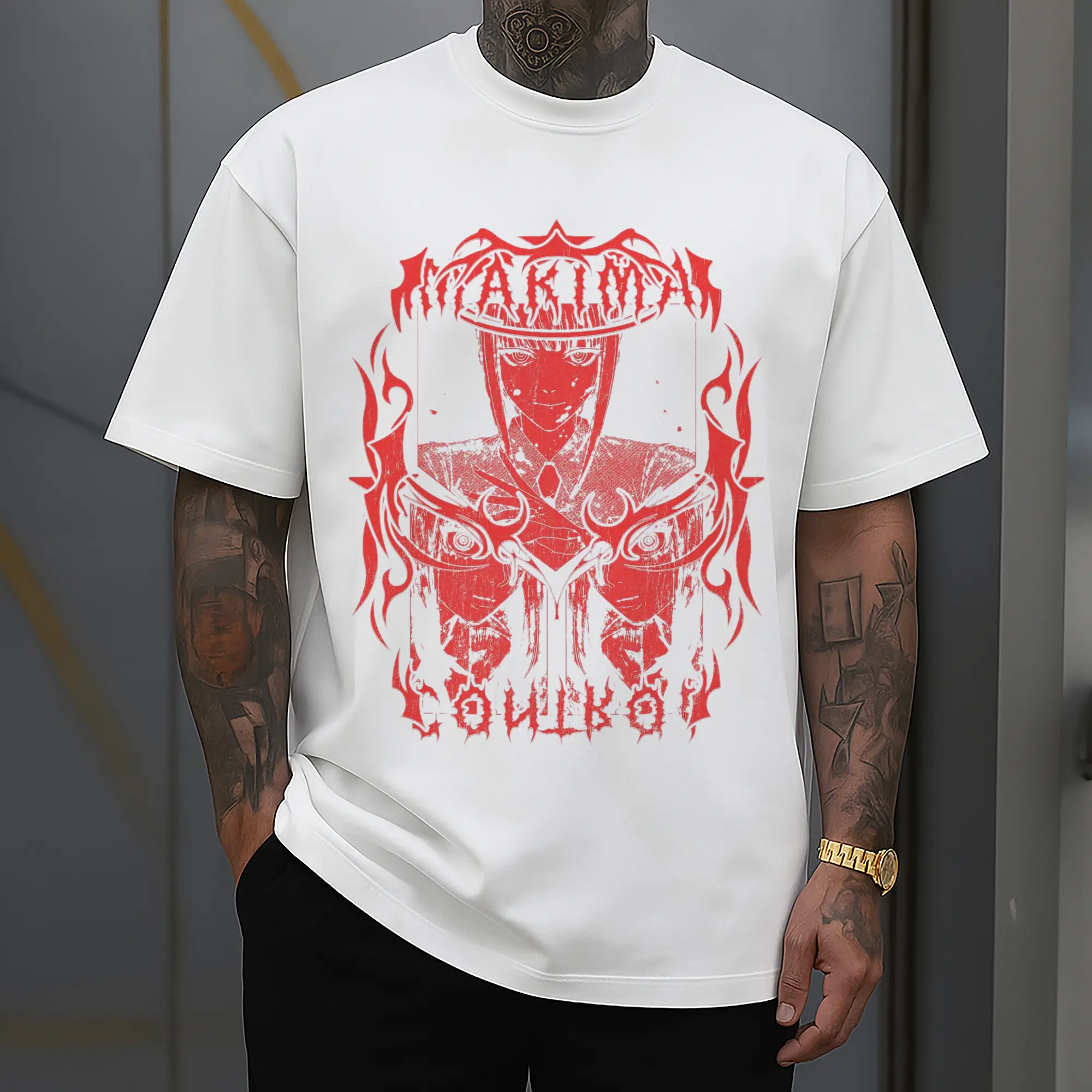 Chainsaw Man Makima Gothic Red Aesthetic DIY Shirt