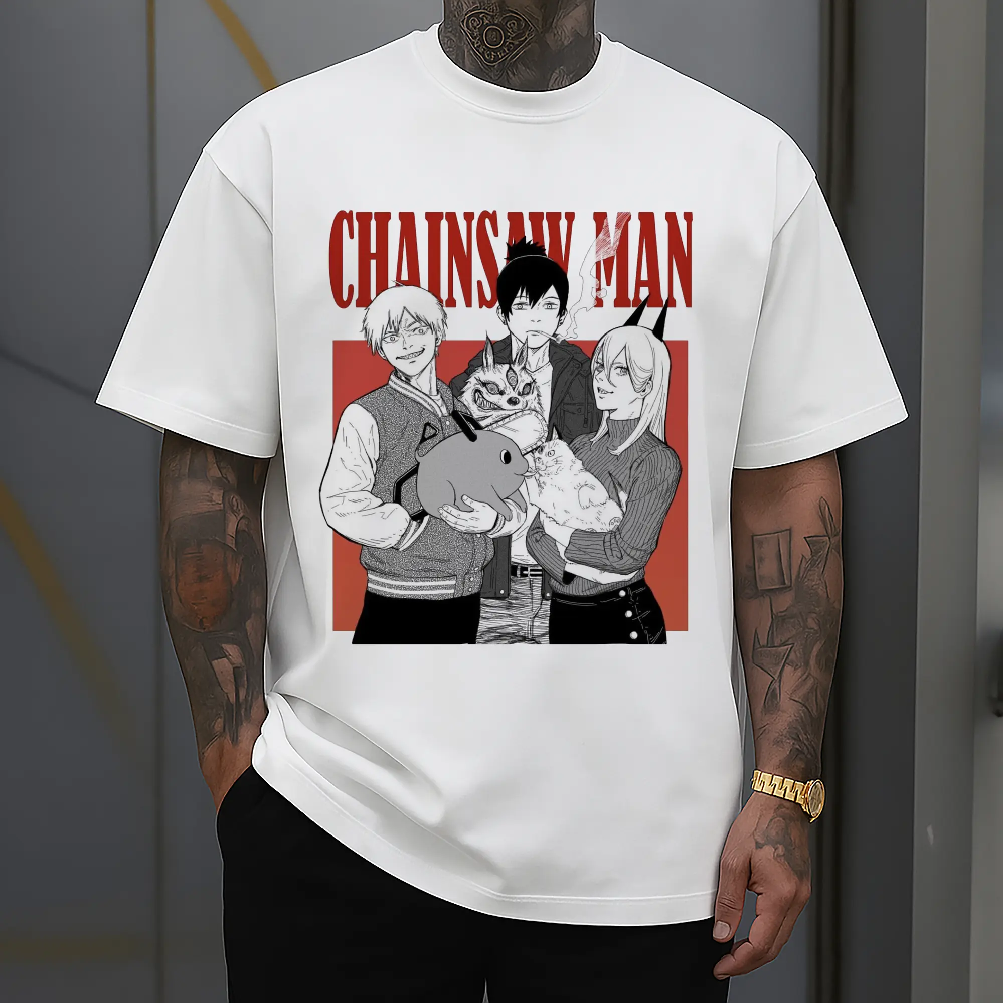 Chainsaw Man Group Characters Manga-Style DIY Shirt
