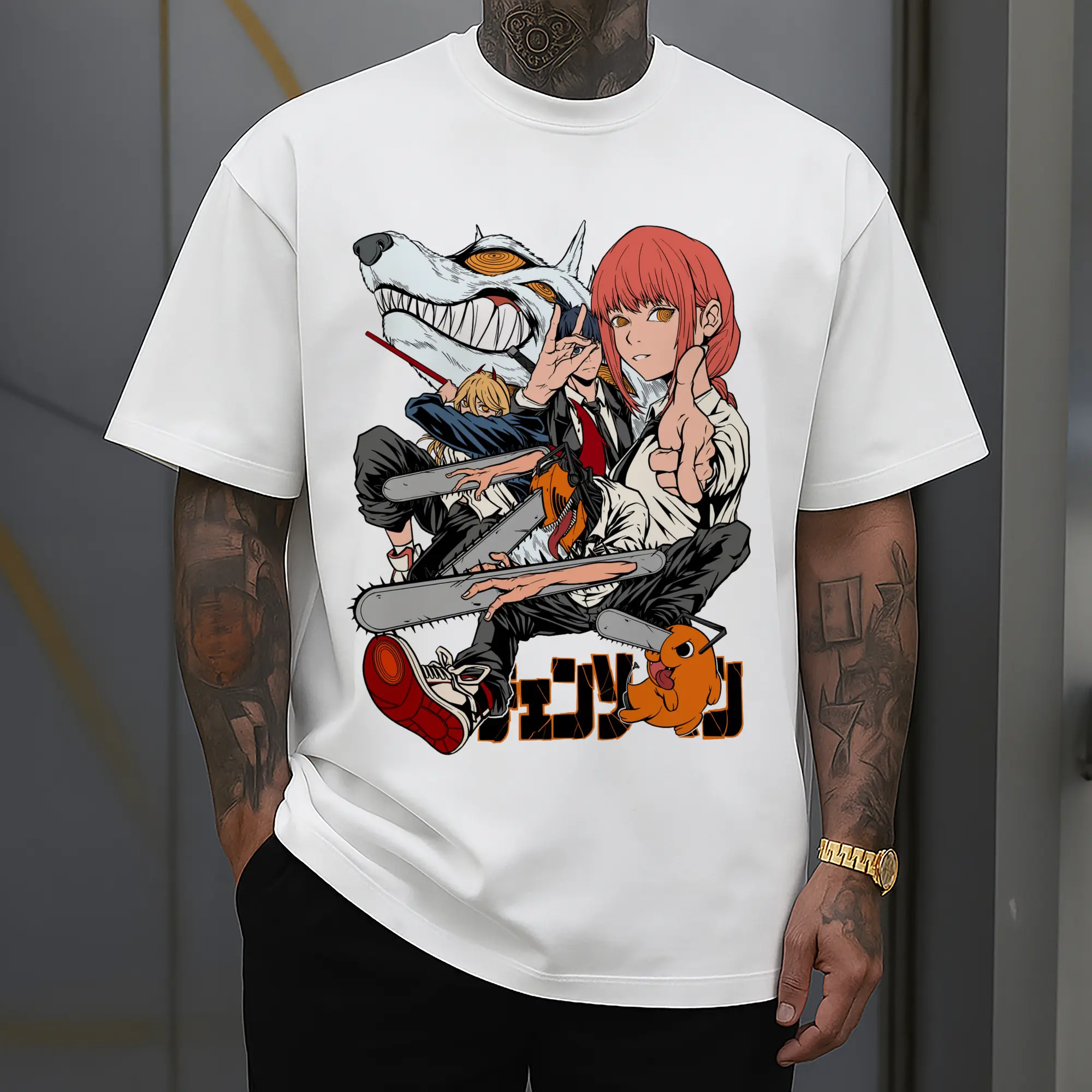Chainsaw Man Main Characters Battle Style DIY Shirt