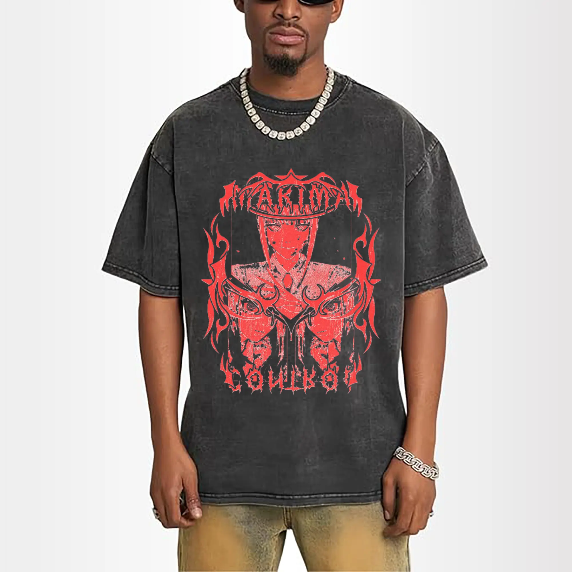 Chainsaw Man Makima Gothic Red Aesthetic DIY Shirt
