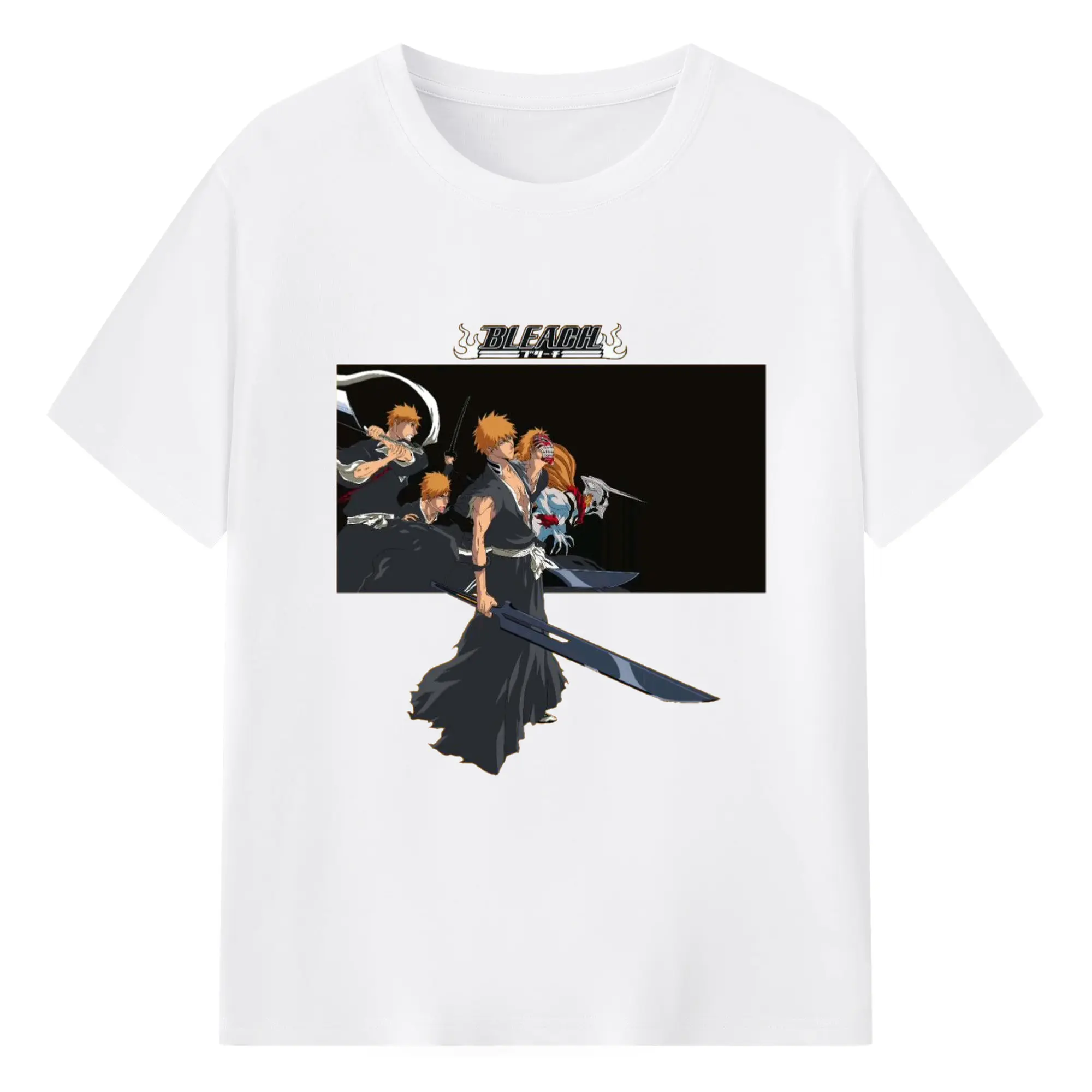 BLEACH Ichigo Multi-Form Trendy DIY - 180g Cotton T-Shirt With Front Heat Transfer Print – Soft, Lightweight, Fitted Design – Comfortable Casual Wear For Sports & Everyday Use