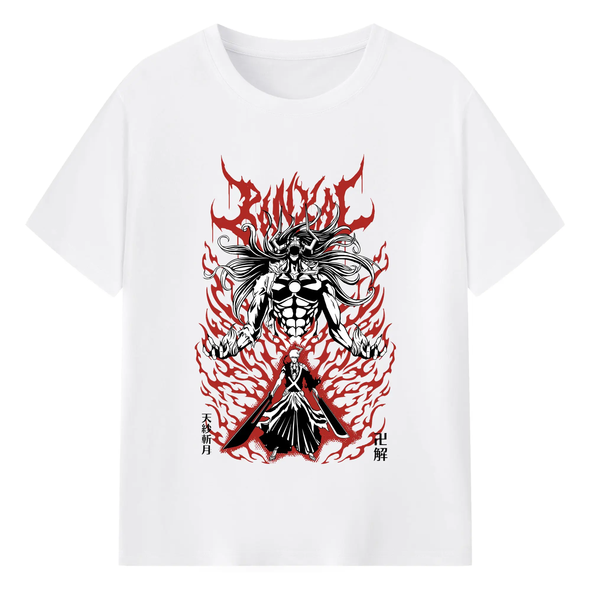 BLEACH Ichigo Half-Hollow Form Trendy DIY - 180g Cotton T-Shirt With Front Heat Transfer Print – Soft, Lightweight, Fitted Design – Comfortable Casual Wear For Sports & Everyday Use