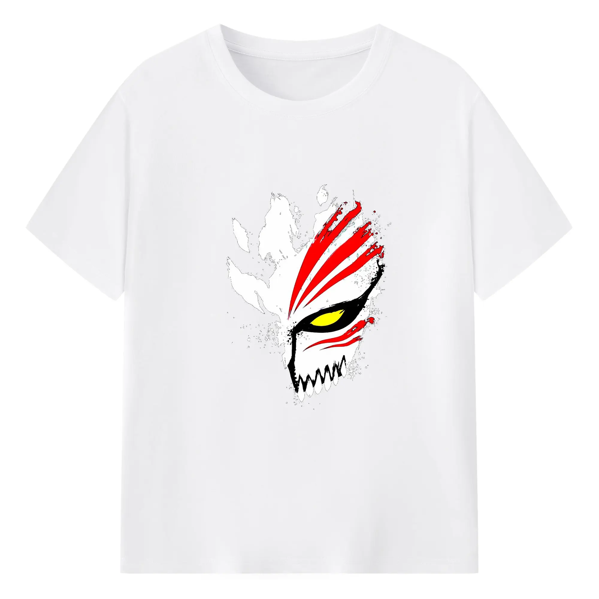 BLEACH Hollow Mask Anime DIY - 180g Cotton T-Shirt With Front Heat Transfer Print – Soft, Lightweight, Fitted Design – Comfortable Casual Wear For Sports & Everyday Use