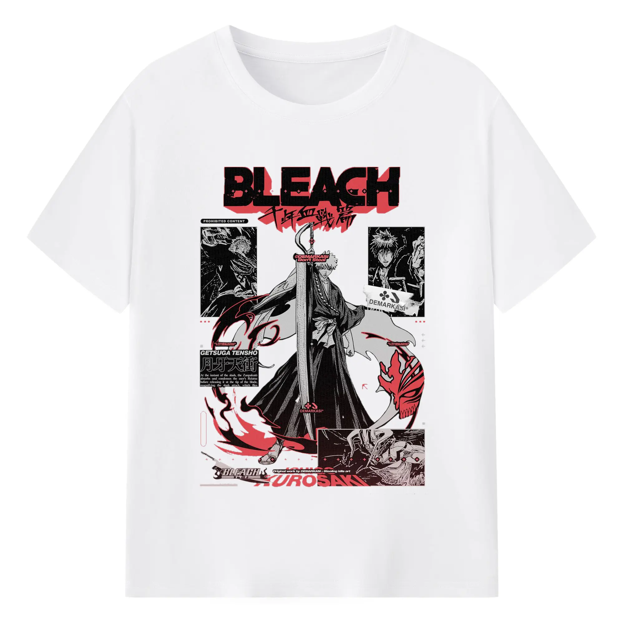 BLEACH Thousand-Year Blood War Getsuga Tensho DIY - 180g Cotton T-Shirt With Front Heat Transfer Print – Soft, Lightweight, Fitted Design – Comfortable Casual Wear For Sports & Everyday Use