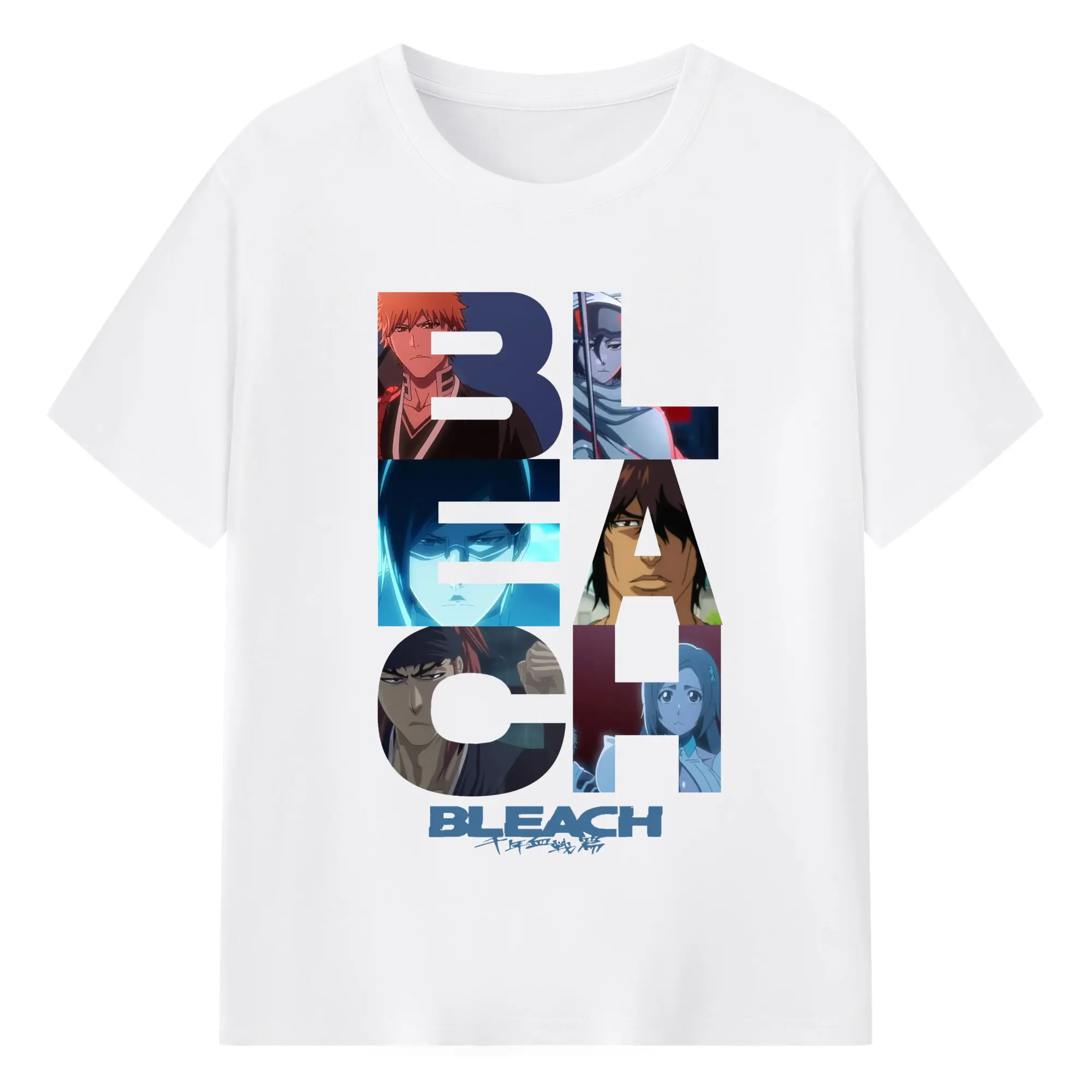 BLEACH Thousand-Year Blood War Character Collage DIY - 180g Cotton T-Shirt With Front Heat Transfer Print – Soft, Lightweight, Fitted Design – Comfortable Casual Wear For Sports & Everyday Use