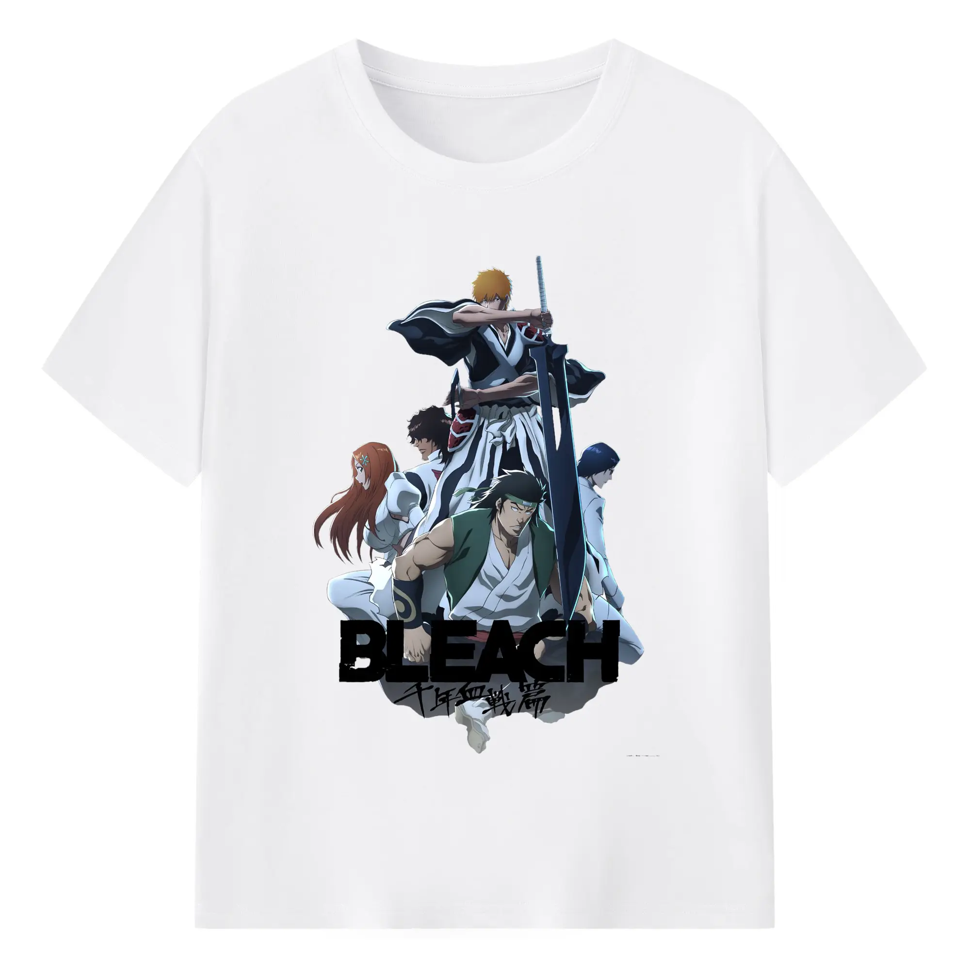 BLEACH Thousand-Year Blood War Group Anime DIY - 180g Cotton T-Shirt With Front Heat Transfer Print – Soft, Lightweight, Fitted Design – Comfortable Casual Wear For Sports & Everyday Use