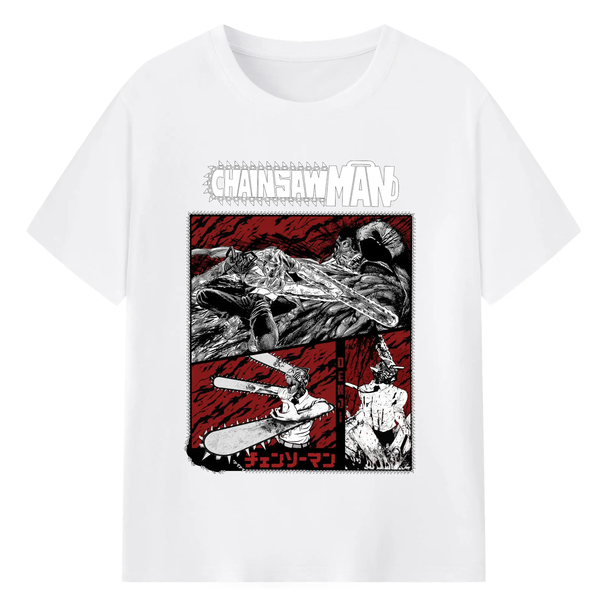 Chainsaw Man Dark Battle Manga-Style DIY Shirt - 180g Cotton T-Shirt With Front Heat Transfer Print – Soft, Lightweight, Fitted Design – Comfortable Casual Wear For Sports & Everyday Use