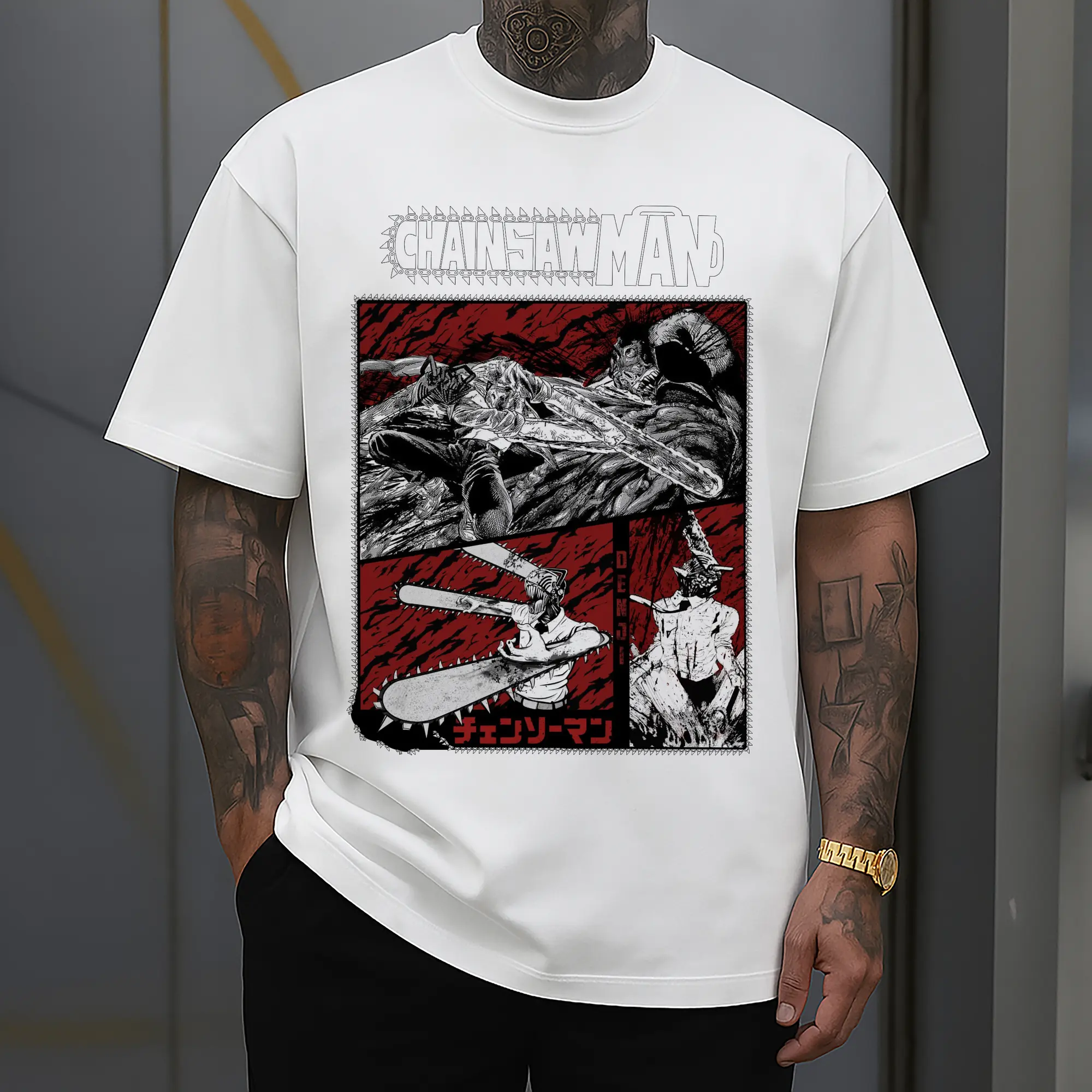 Chainsaw Man Dark Battle Manga-Style DIY Shirt