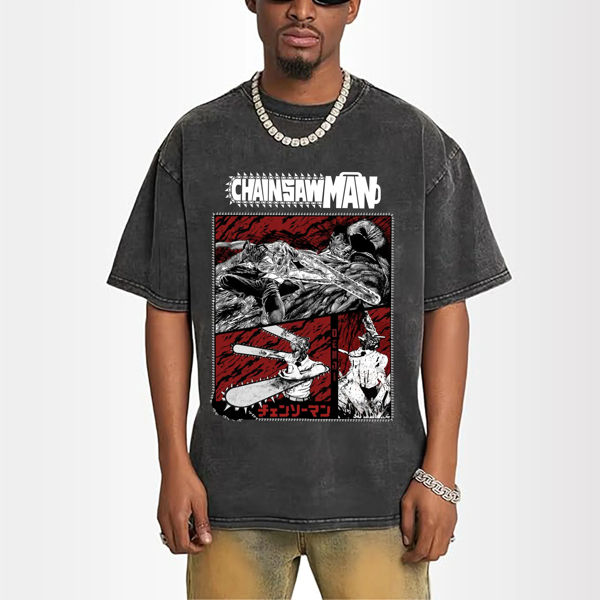 Chainsaw Man Dark Battle Manga-Style DIY Shirt