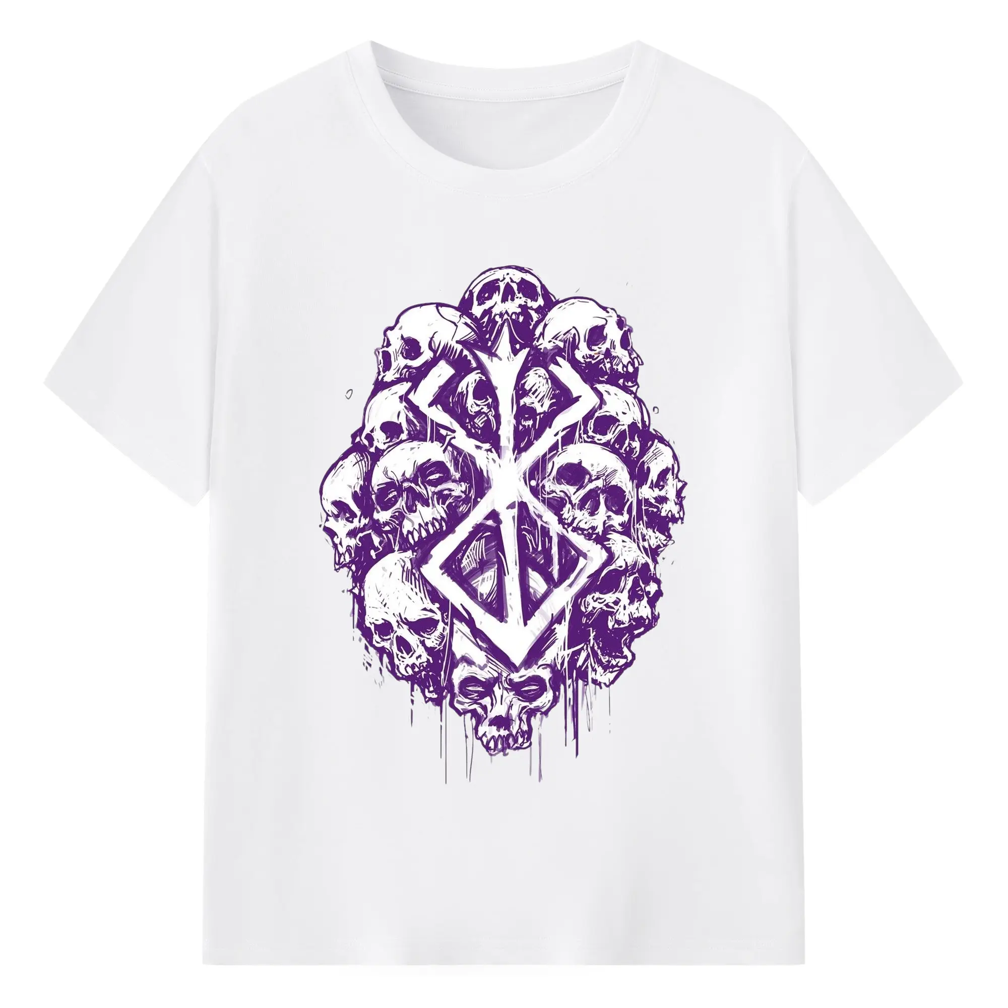 Berserk Dark Fantasy Extreme Metal DIY - 180g Cotton T-Shirt With Front Heat Transfer Print – Soft, Lightweight, Fitted Design – Comfortable Casual Wear For Sports & Everyday Use