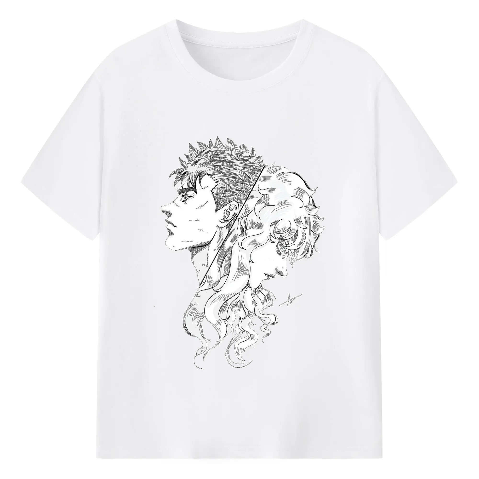 Berserk Guts & Griffith Dark Fantasy DIY - 180g Cotton T-Shirt With Front Heat Transfer Print – Soft, Lightweight, Fitted Design – Comfortable Casual Wear For Sports & Everyday Use