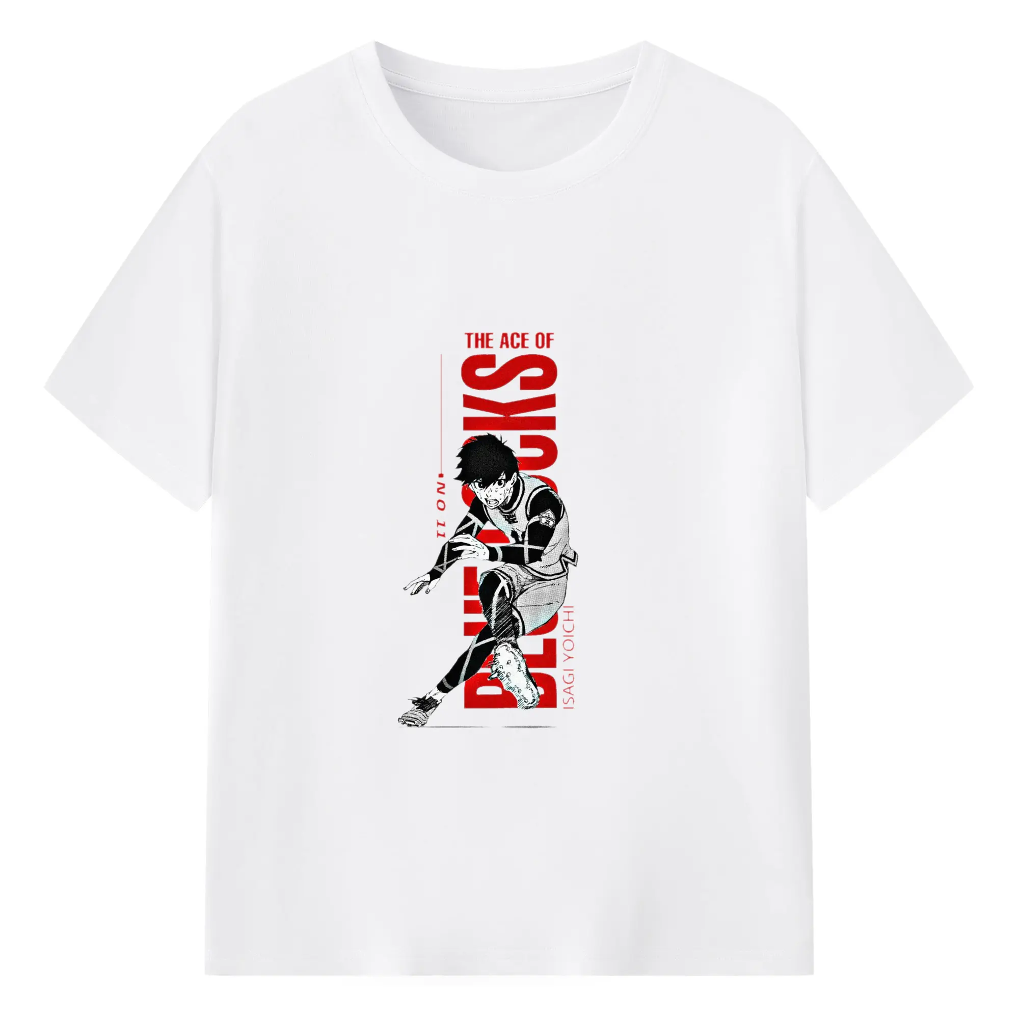 Blue Lock Isagi Yoichi Soccer Ace DIY Shirt - 180g Cotton T-Shirt With Front Heat Transfer Print – Soft, Lightweight, Fitted Design – Comfortable Casual Wear For Sports & Everyday Use