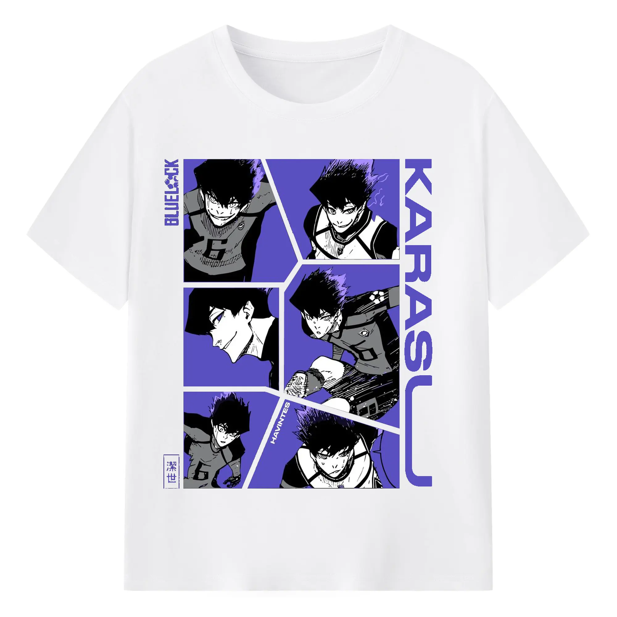 Blue Lock Karasu Manga Panels DIY Shirt - 180g Cotton T-Shirt With Front Heat Transfer Print – Soft, Lightweight, Fitted Design – Comfortable Casual Wear For Sports & Everyday Use