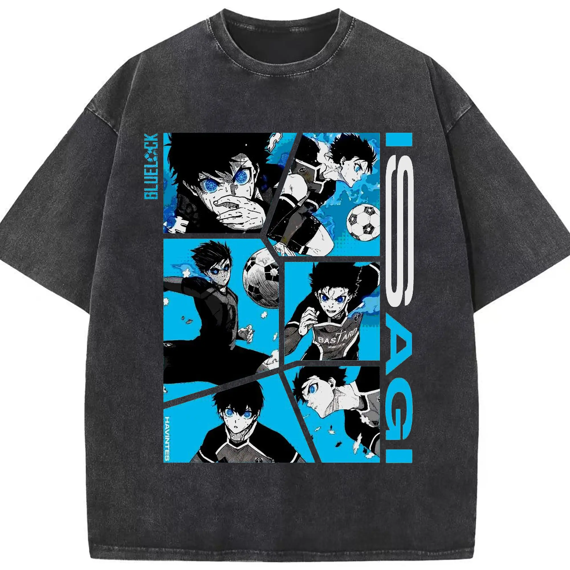 Blue Lock Isagi Yoichi Manga Panels DIY Shirt - Washed Vintage Look 230g Cotton Oversized T-Shirt With Front Heat Transfer Print – Soft, Lightweight, Stylish Fit – Comfortable Casual Wear For Sports & Everyday Use