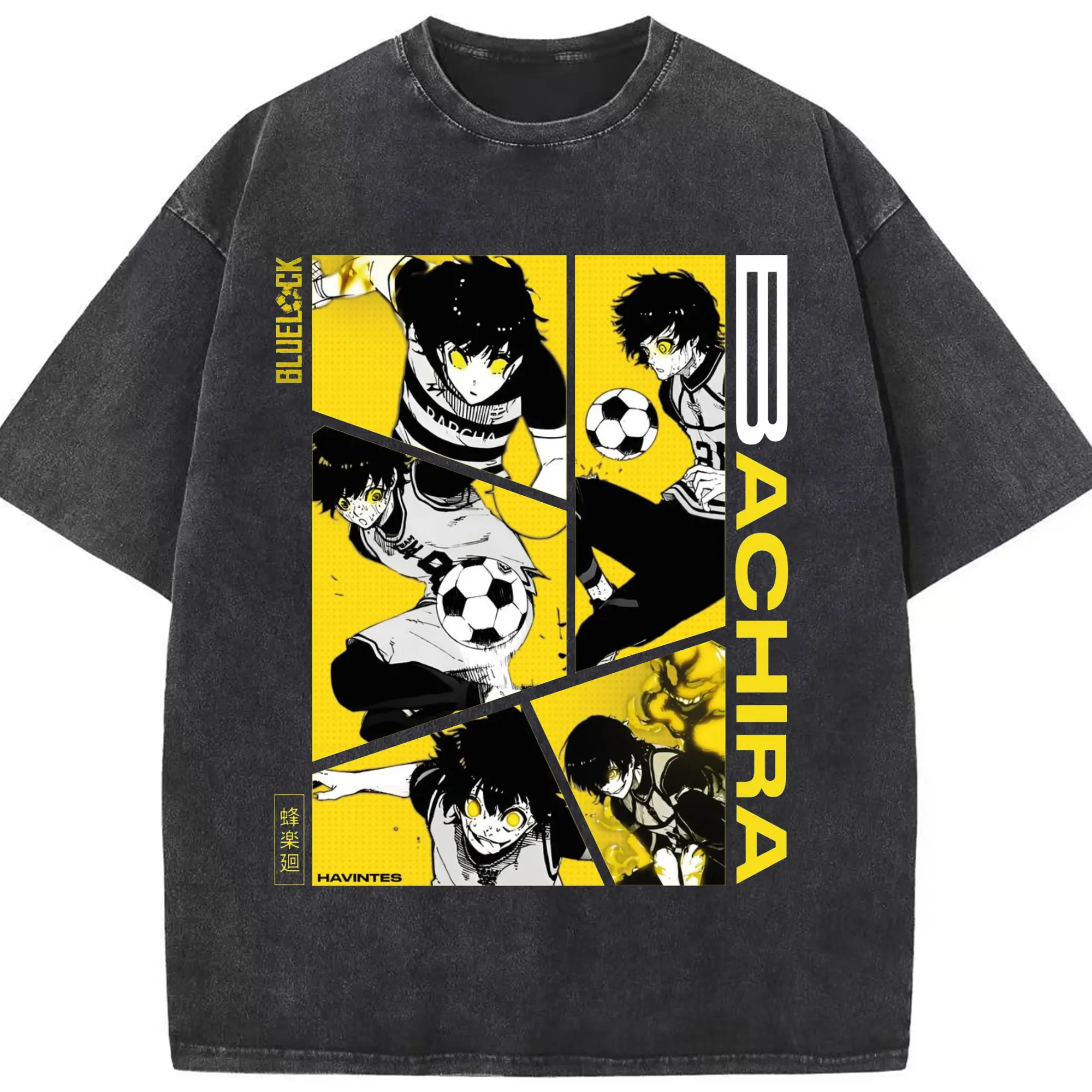 Blue Lock Bachira Manga Panels DIY Shirt - Washed Vintage Look 230g Cotton Oversized T-Shirt With Front Heat Transfer Print – Soft, Lightweight, Stylish Fit – Comfortable Casual Wear For Sports & Everyday Use