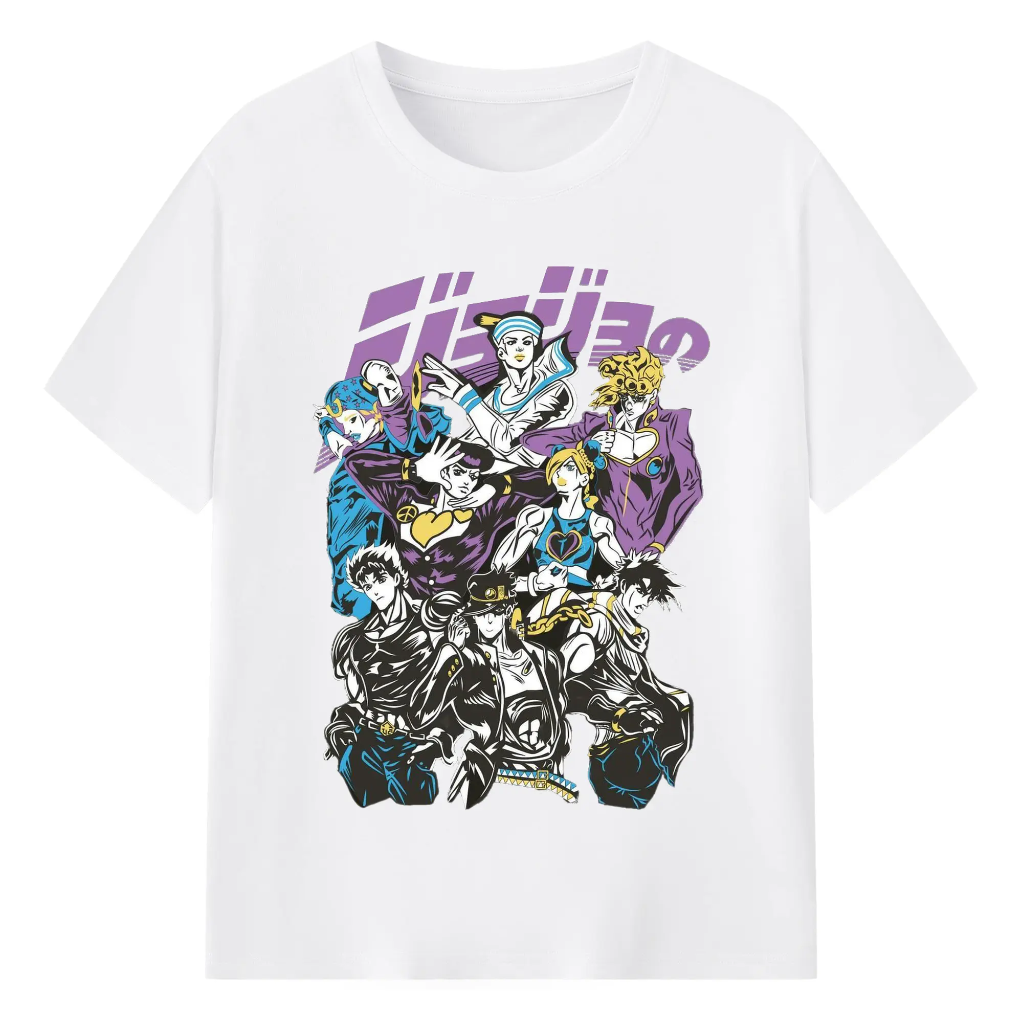 JoJo's Bizarre Adventure All-Star Anime DIY - 180g Cotton T-Shirt With Front Heat Transfer Print – Soft, Lightweight, Fitted Design – Comfortable Casual Wear For Sports & Everyday Use