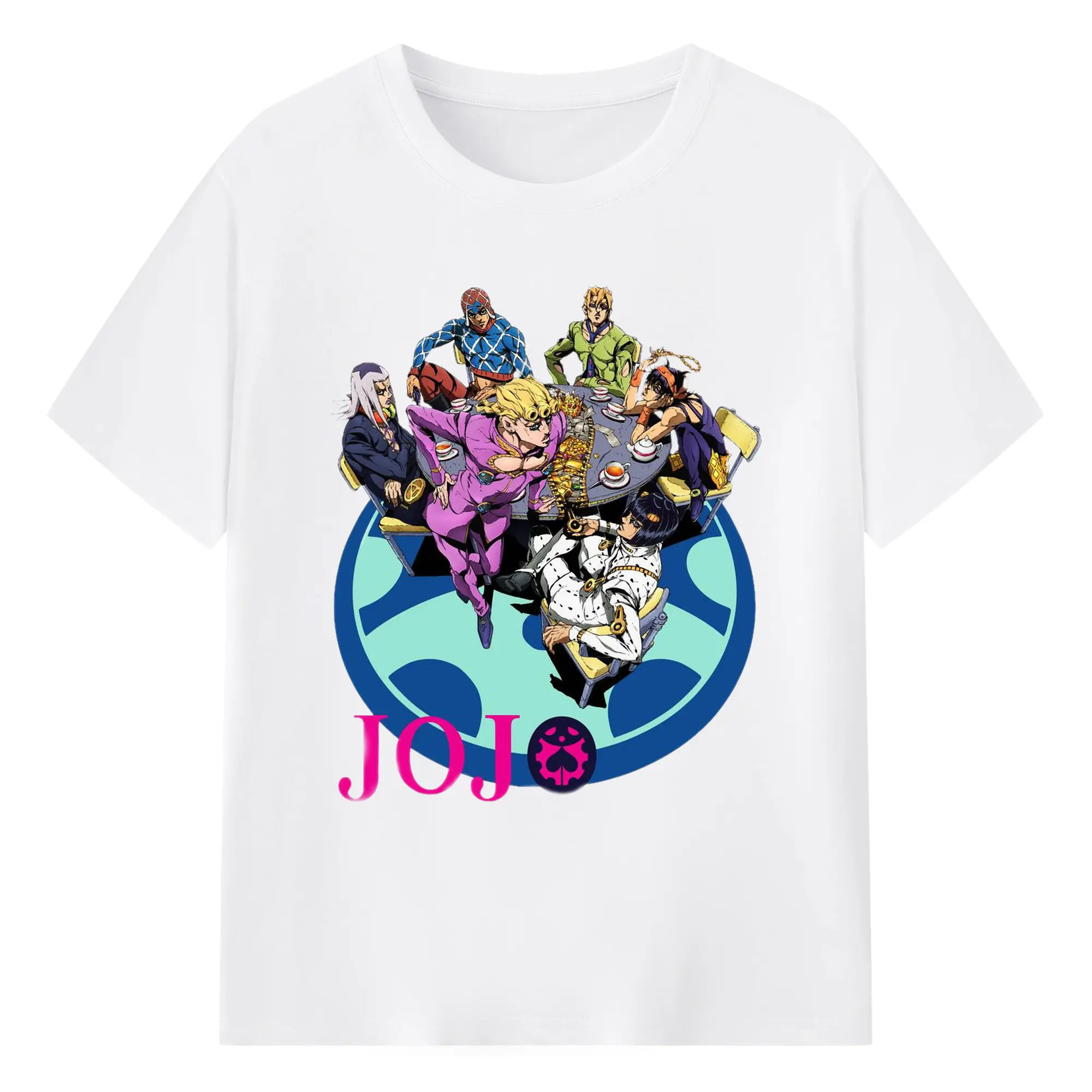 JoJo's Bizarre Adventure Golden Wind Anime DIY - 180g Cotton T-Shirt With Front Heat Transfer Print – Soft, Lightweight, Fitted Design – Comfortable Casual Wear For Sports & Everyday Use