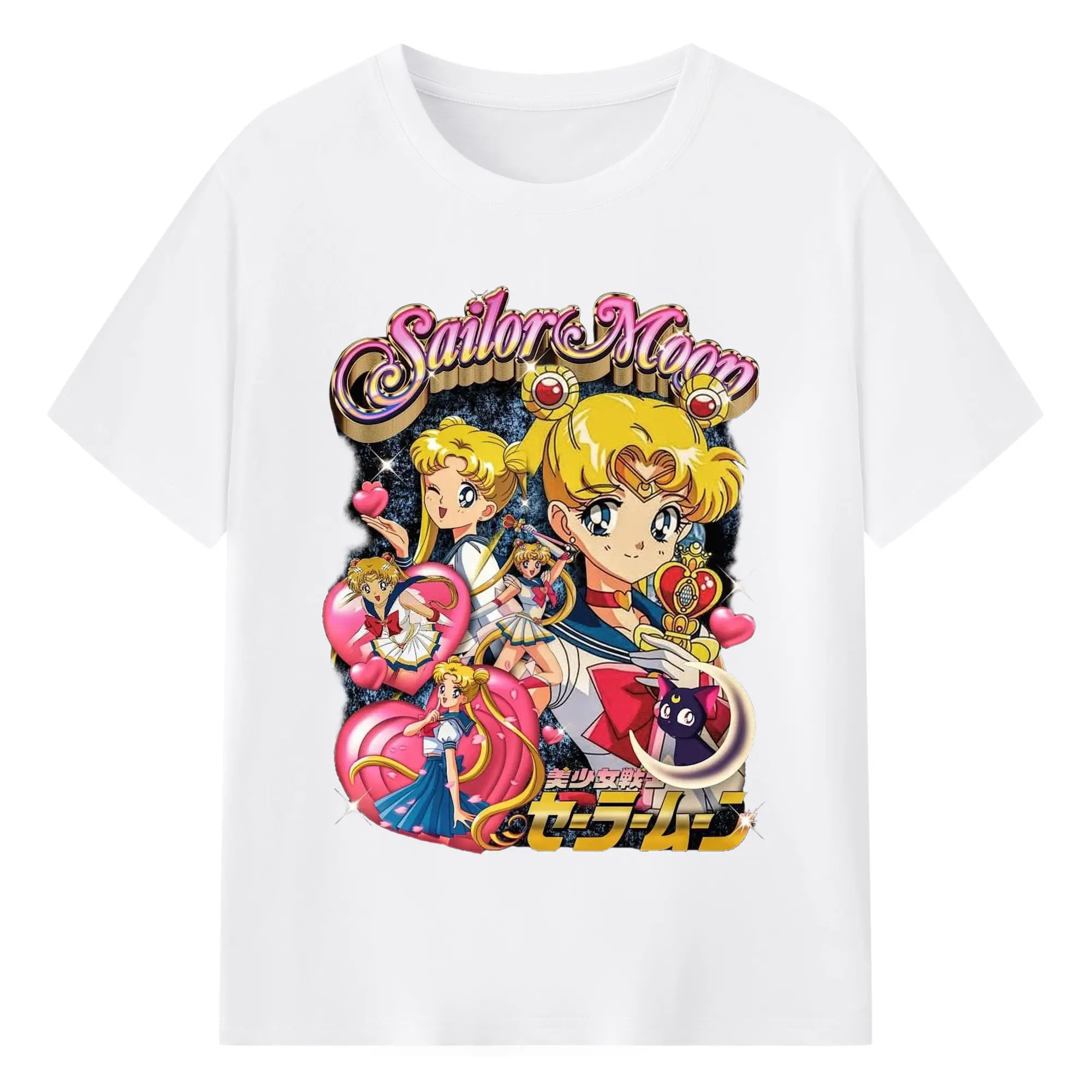 Sailor Moon Usagi Multi-Style DIY Shirt - 180g Cotton T-Shirt With Front Heat Transfer Print – Soft, Lightweight, Fitted Design – Comfortable Casual Wear For Sports & Everyday Use