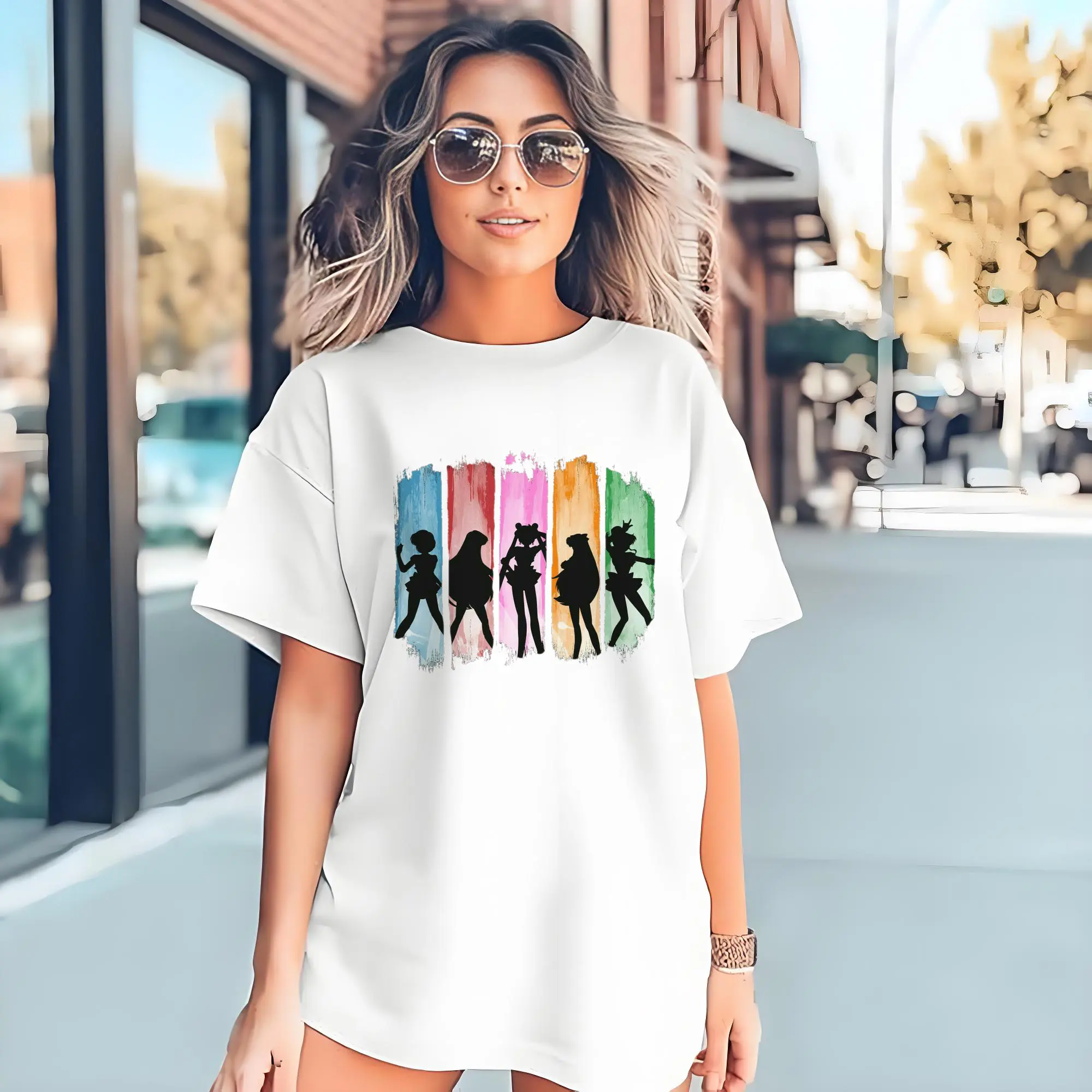Sailor Moon Group Silhouette Watercolor DIY Shirt