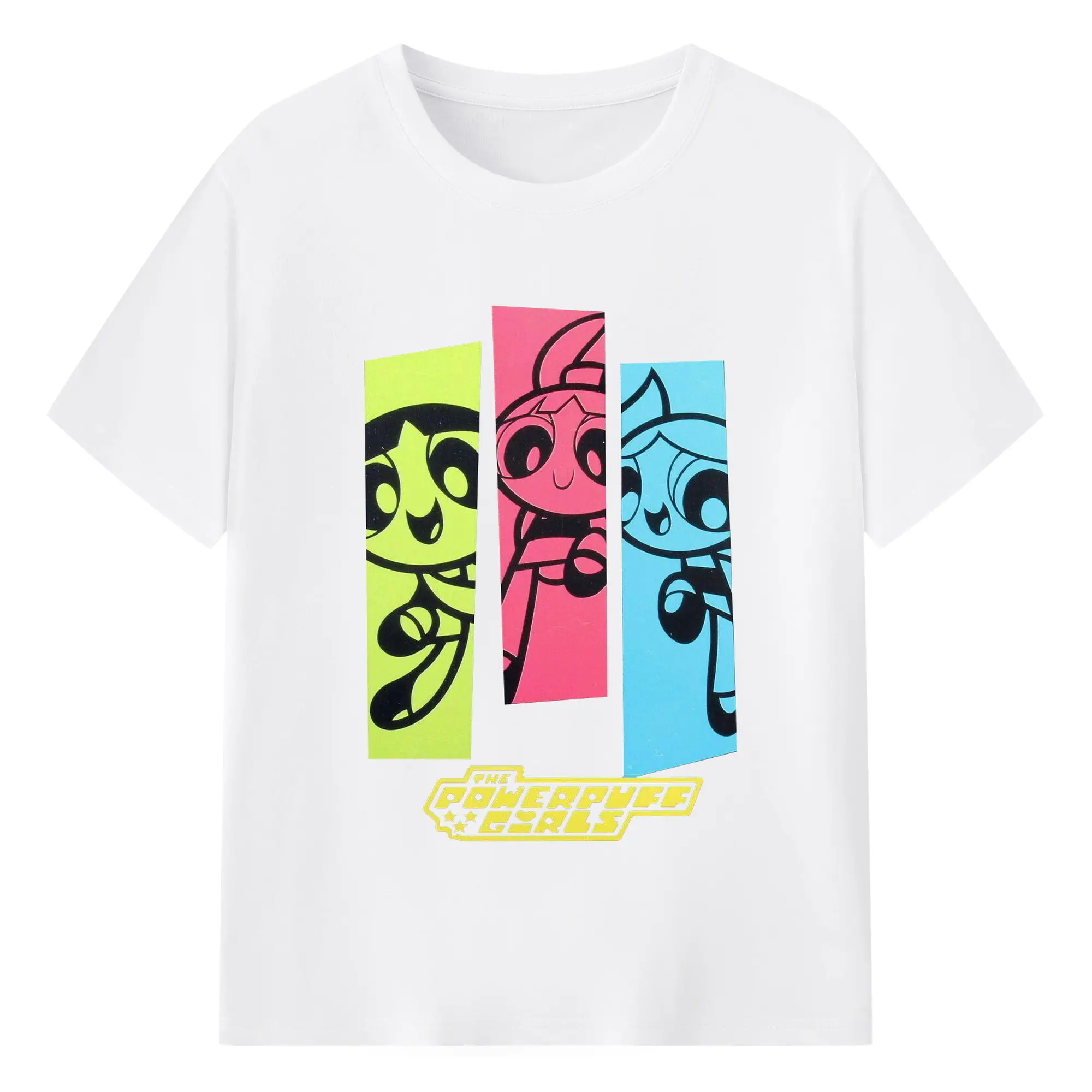 The Powerpuff Girls Fluorescent Retro DIY Shirt - 180g Cotton T-Shirt With Front Heat Transfer Print – Soft, Lightweight, Fitted Design – Comfortable Casual Wear For Sports & Everyday Use